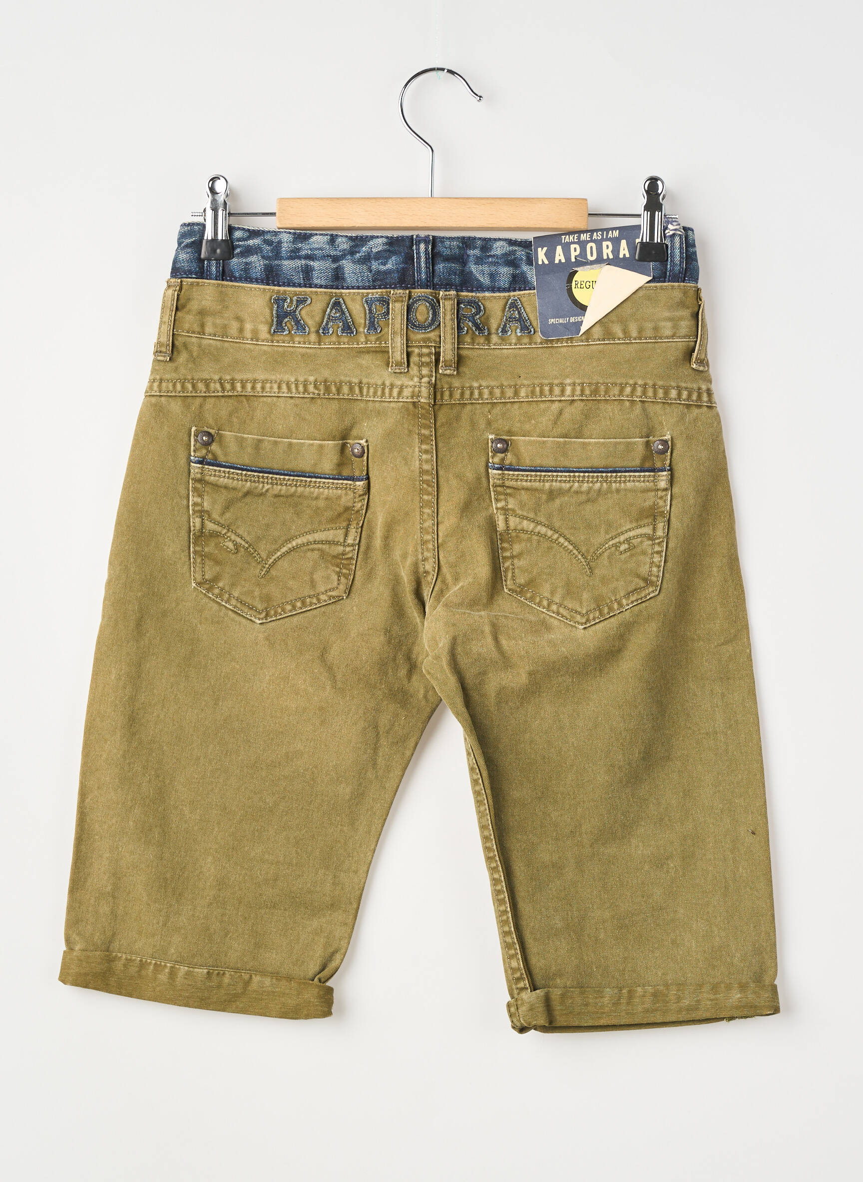 Bermudă țesătură denim mărime reglabilă verde KAPORAL băiat