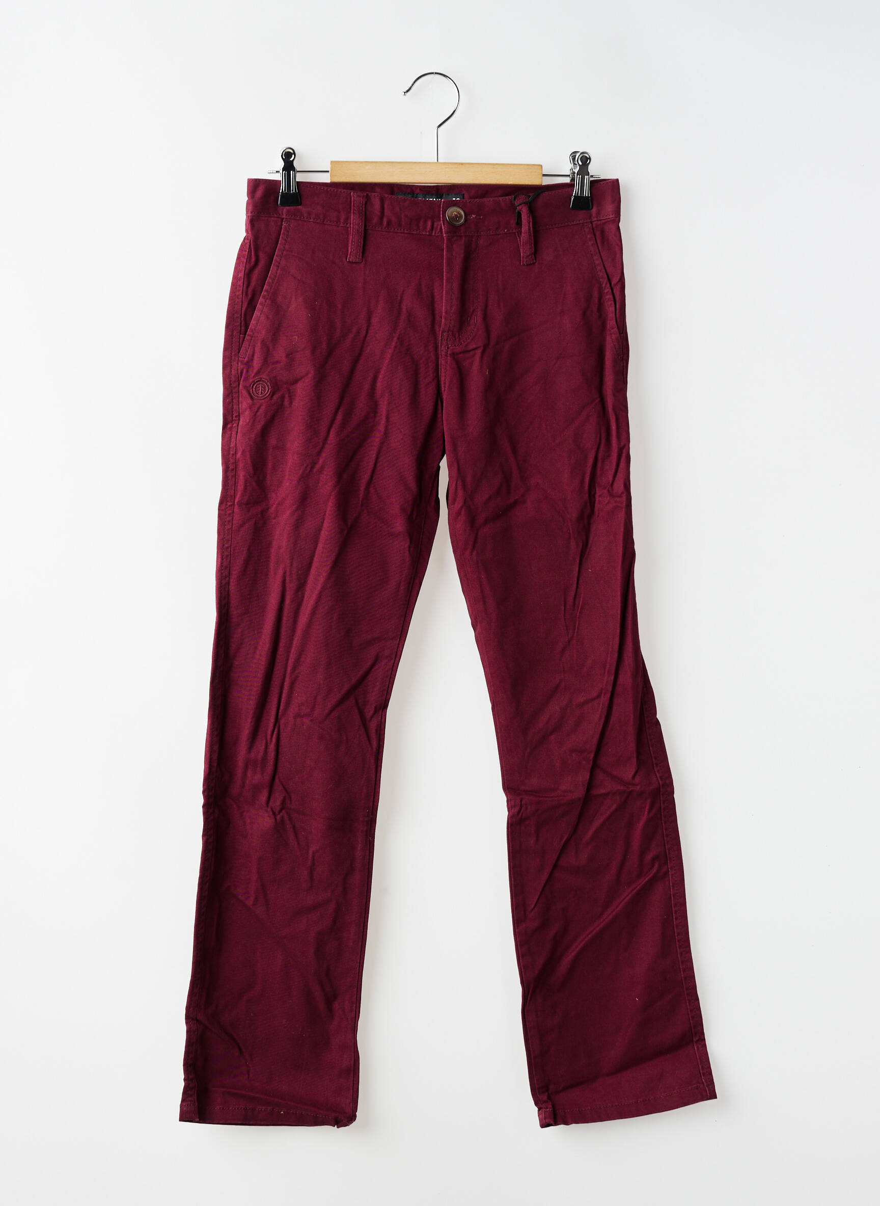 Pantalon chino țesătură poplin talie cu cleme roșu ELEMENT băiat