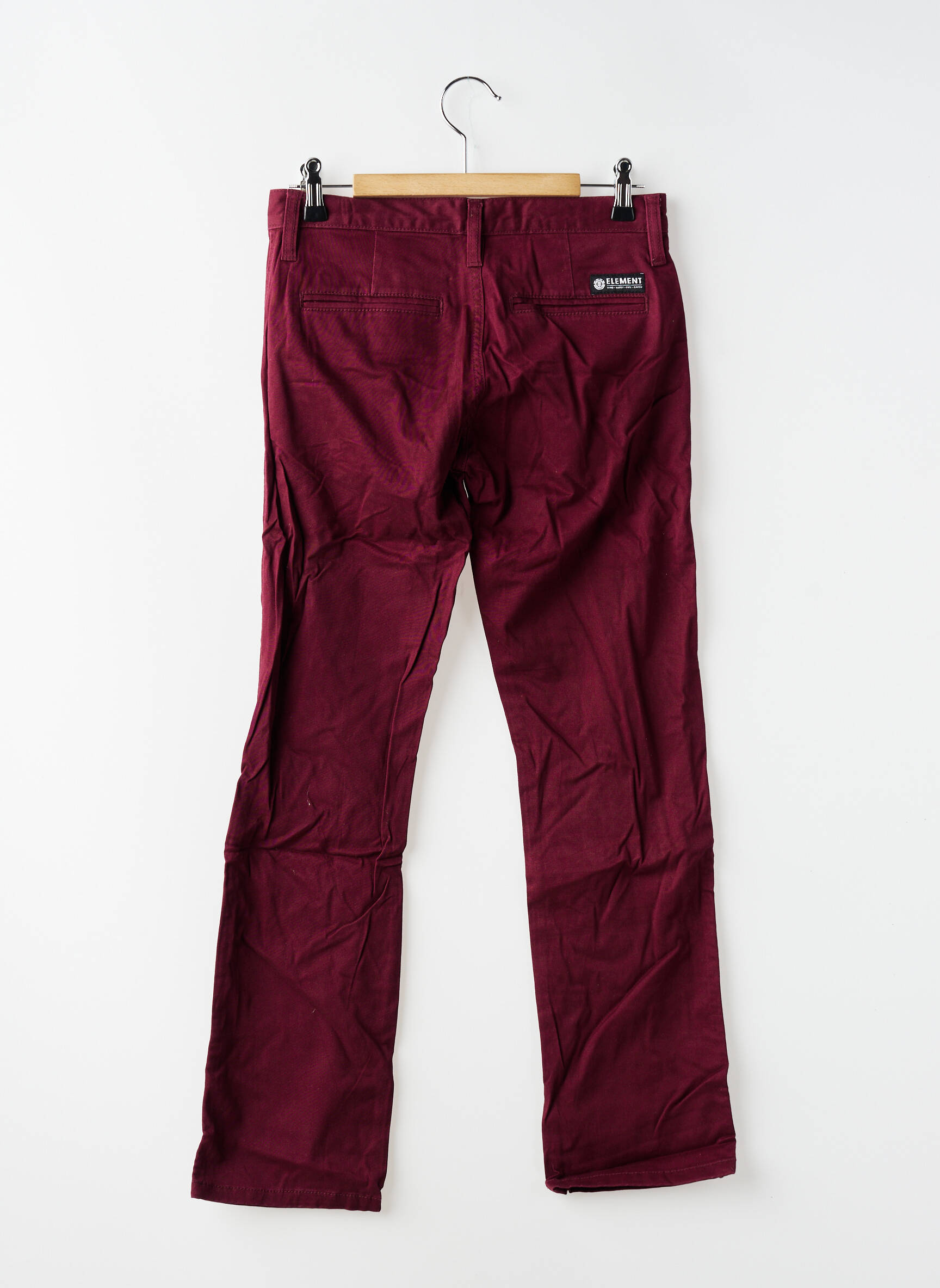 Pantalon chino țesătură poplin talie cu cleme roșu ELEMENT băiat