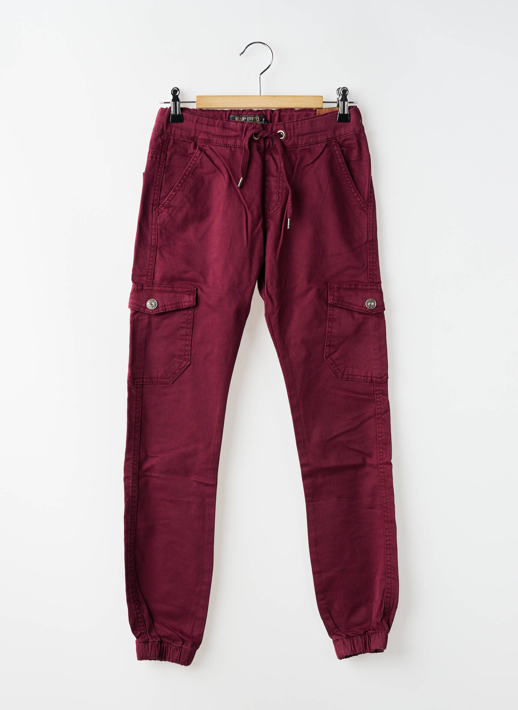 Pantalon cargo țesătură poplin talie elastică roșu BLUE EFFECT băiat