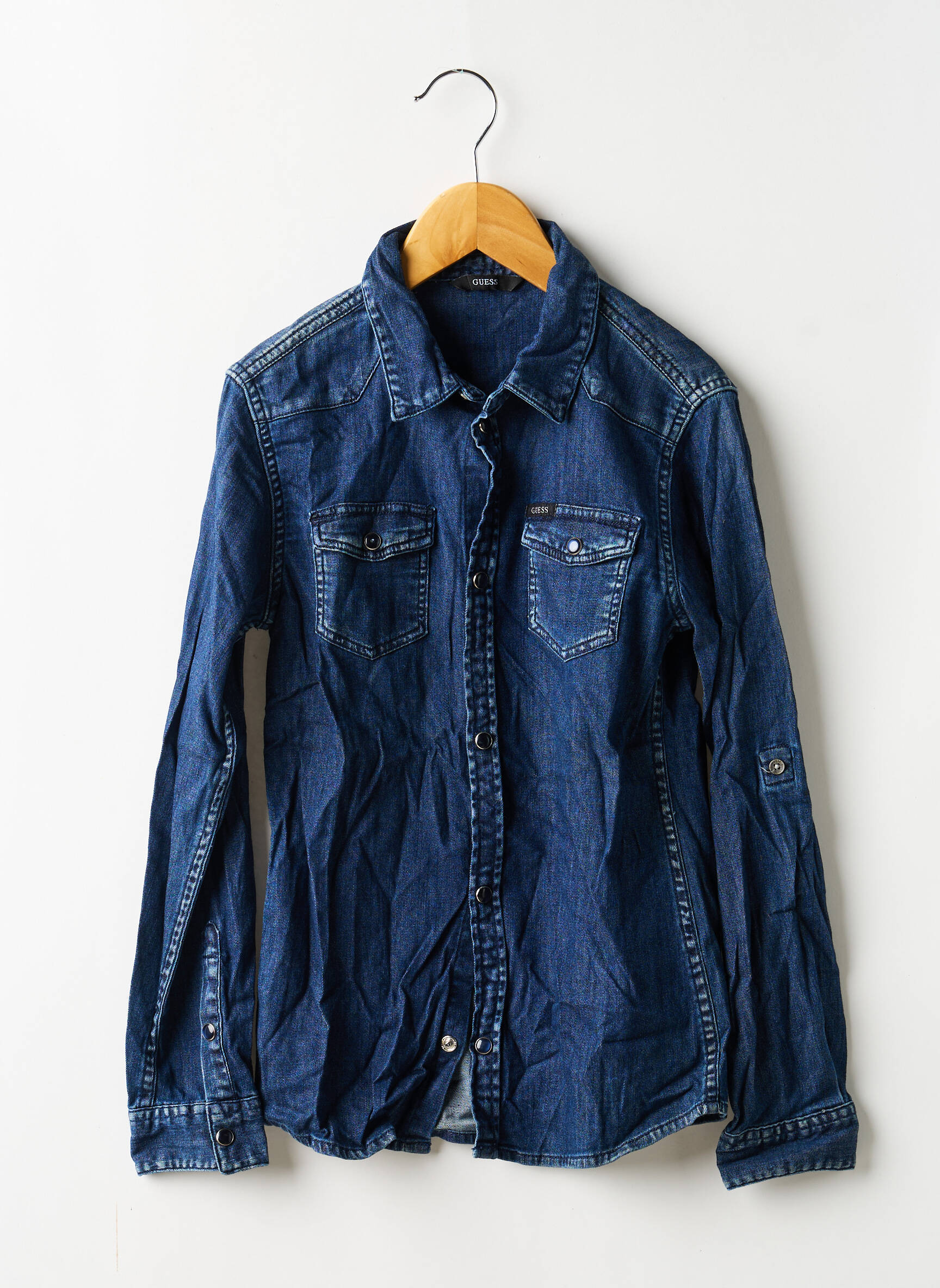 Cămașă cu mâneci lungi închidere presată albastru GUESS băiat
