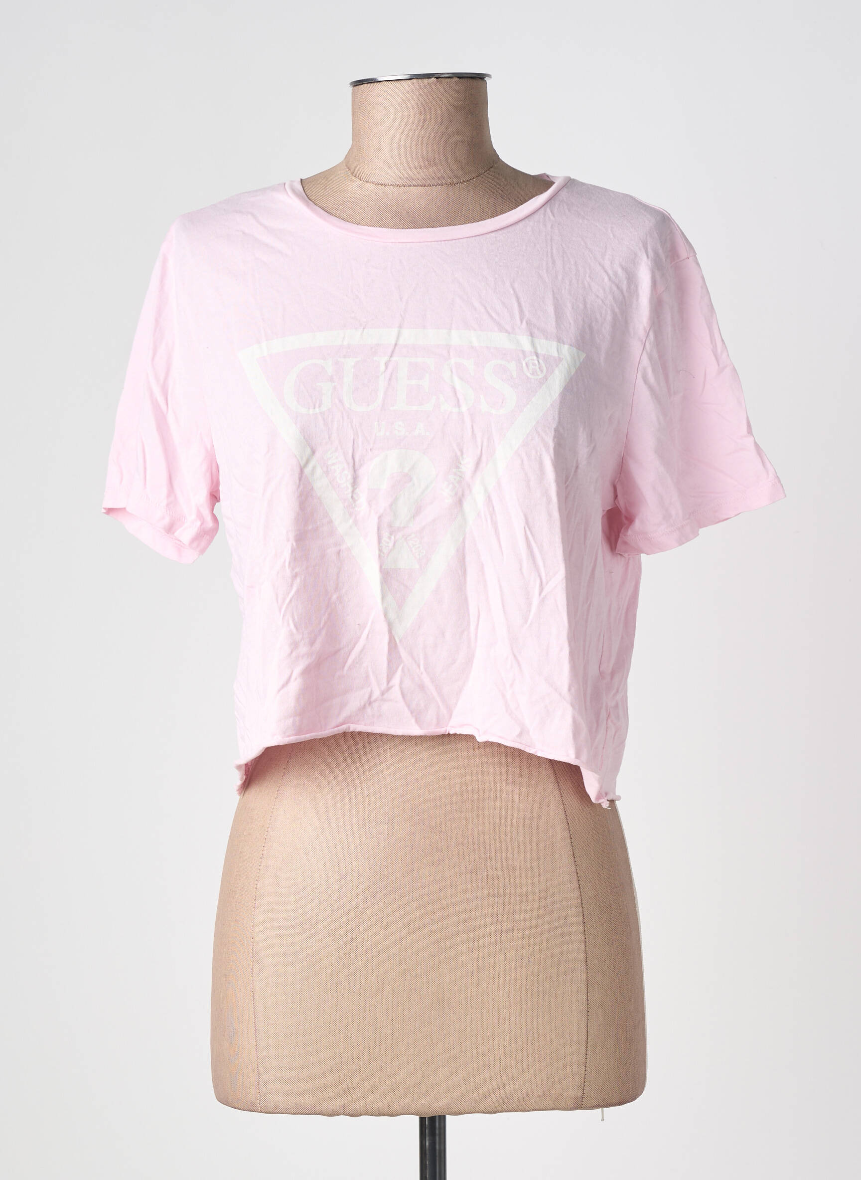 Tricou imprimeu fantezie mâneci scurte roz GUESS femeie