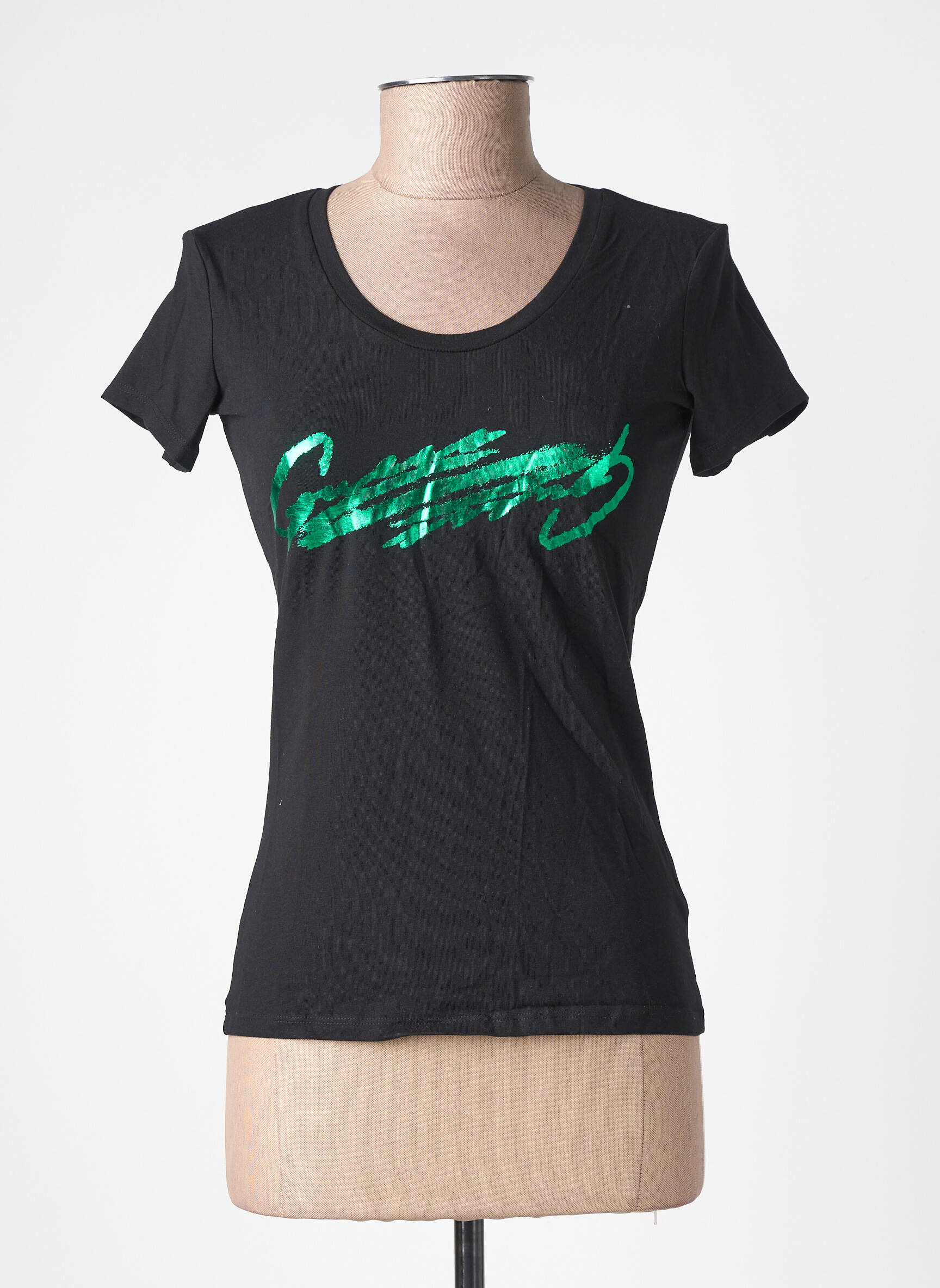 Tricou serigrafie mâneci scurte negru GUESS femeie