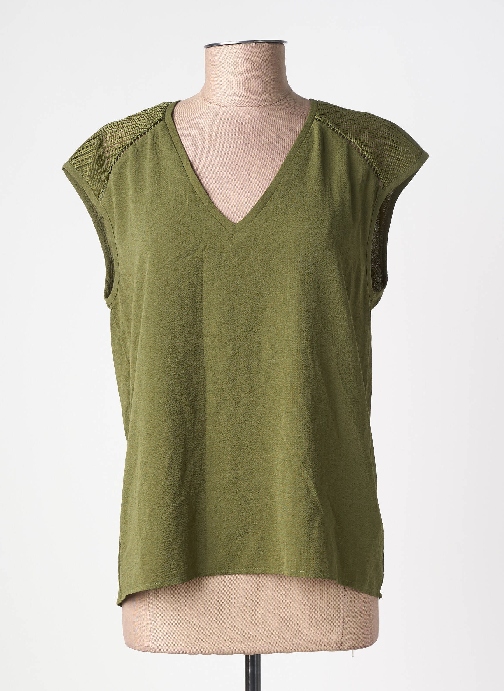 Top țesătură crep mâneci scurte verde DEELUXE femeie