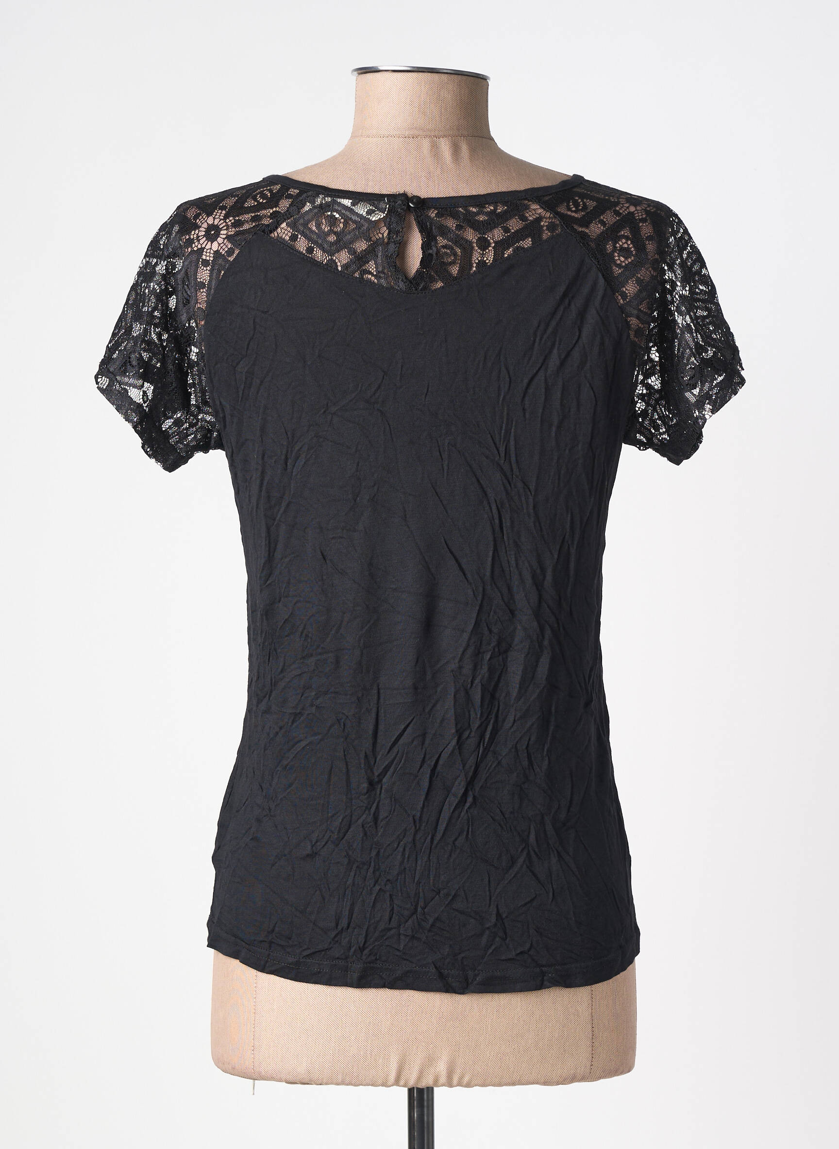 Tricou elasticitate mâneci scurte negru DEELUXE femeie