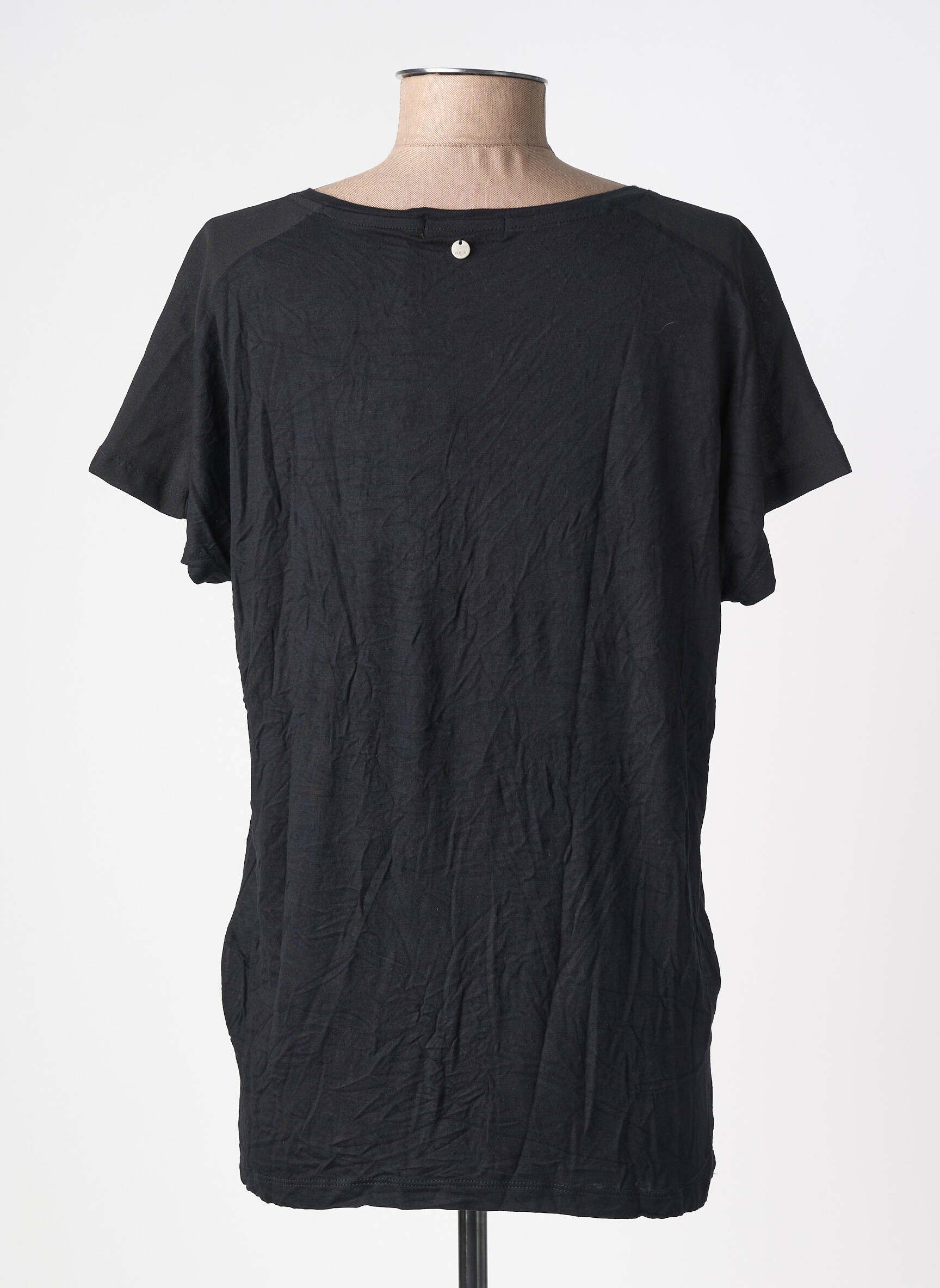 Tricou guler în v mâneci scurte negru DEELUXE femeie