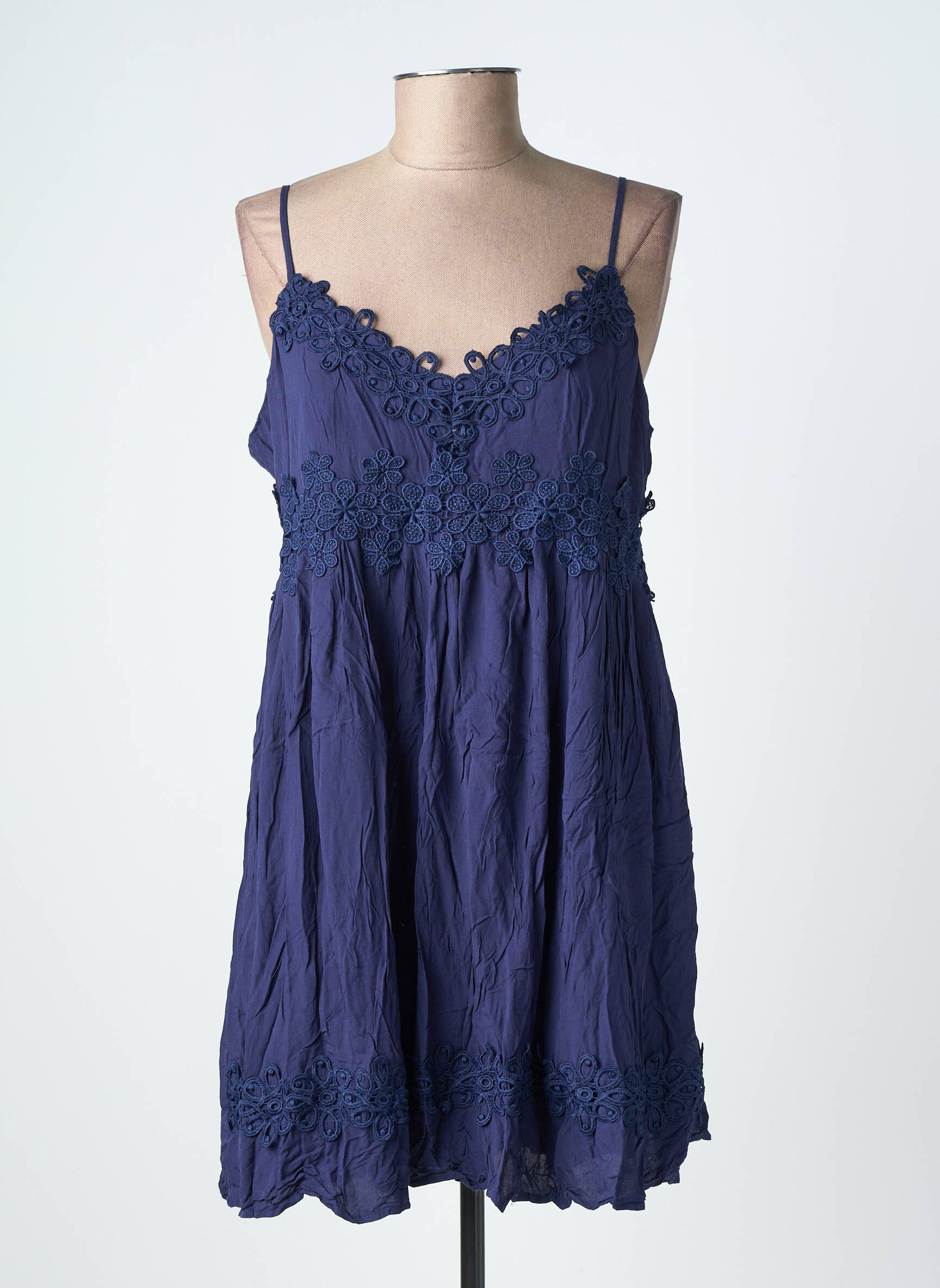 Rochie scurtă croială cambrată bretele subțiri albastru MOLLY BRACKEN femeie