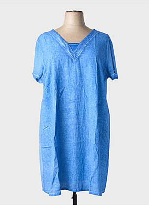 Rochie midi mâneci scurte mâneci scurte albastru MALOKA femeie
