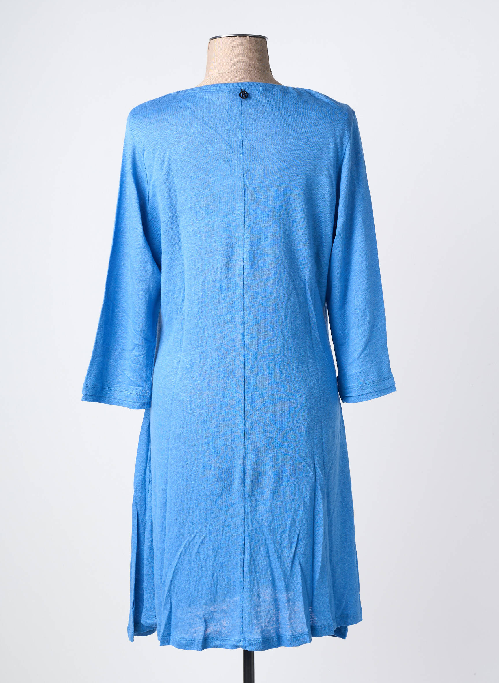 Rochie pulover croială dreaptă mâneci 3/4 albastru MALOKA femeie