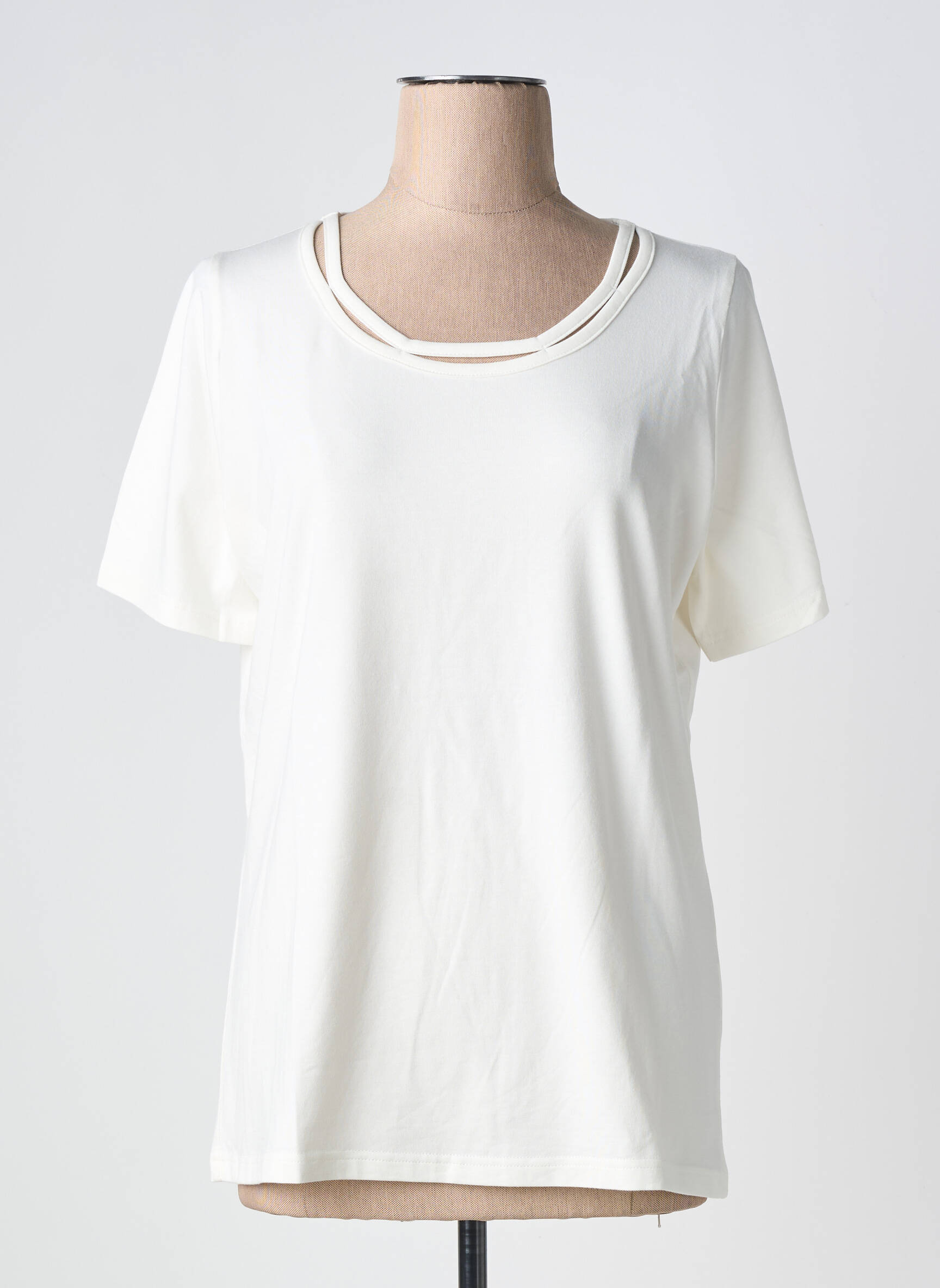 Tricou elasticitate mâneci scurte alb TELMAIL femeie