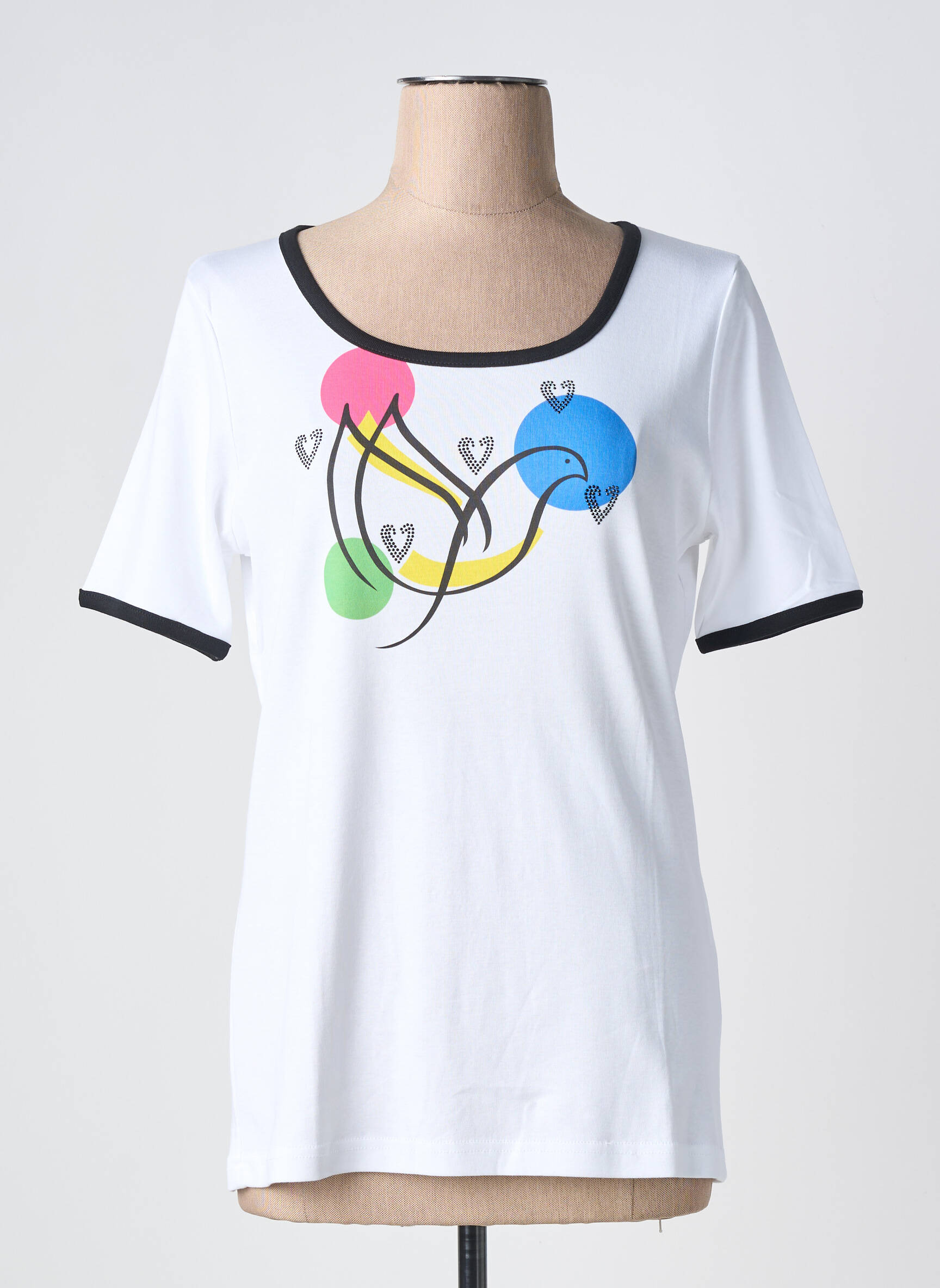 Tricou serigrafie mâneci scurte alb TELMAIL femeie