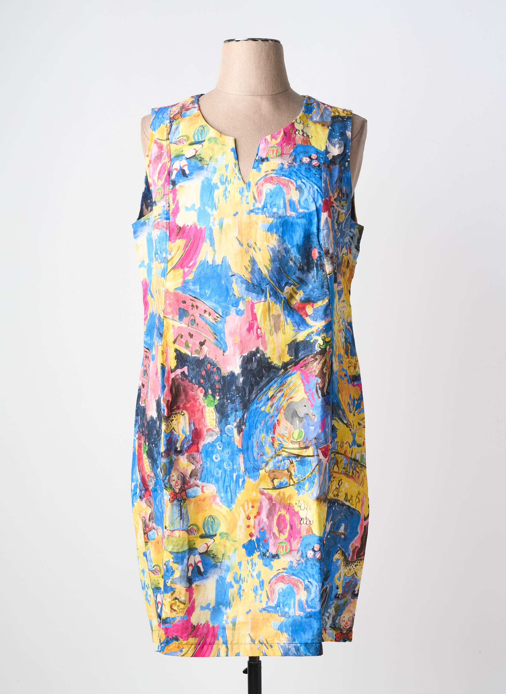 Rochie midi fără mâneci fără mâneci albastru MALOKA femeie