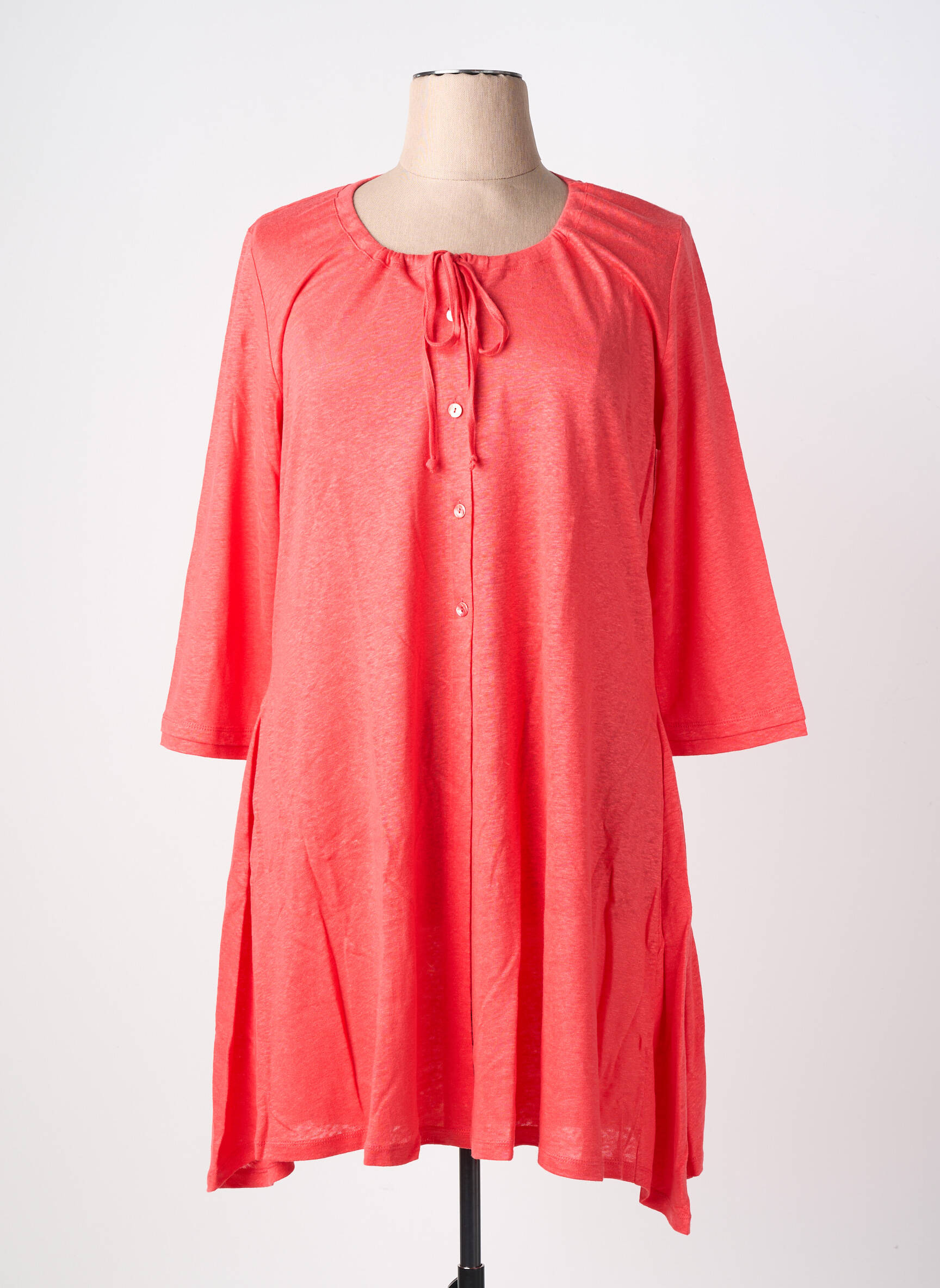 Rochie pulover elasticitate mâneci 3/4 portocalie MALOKA femeie