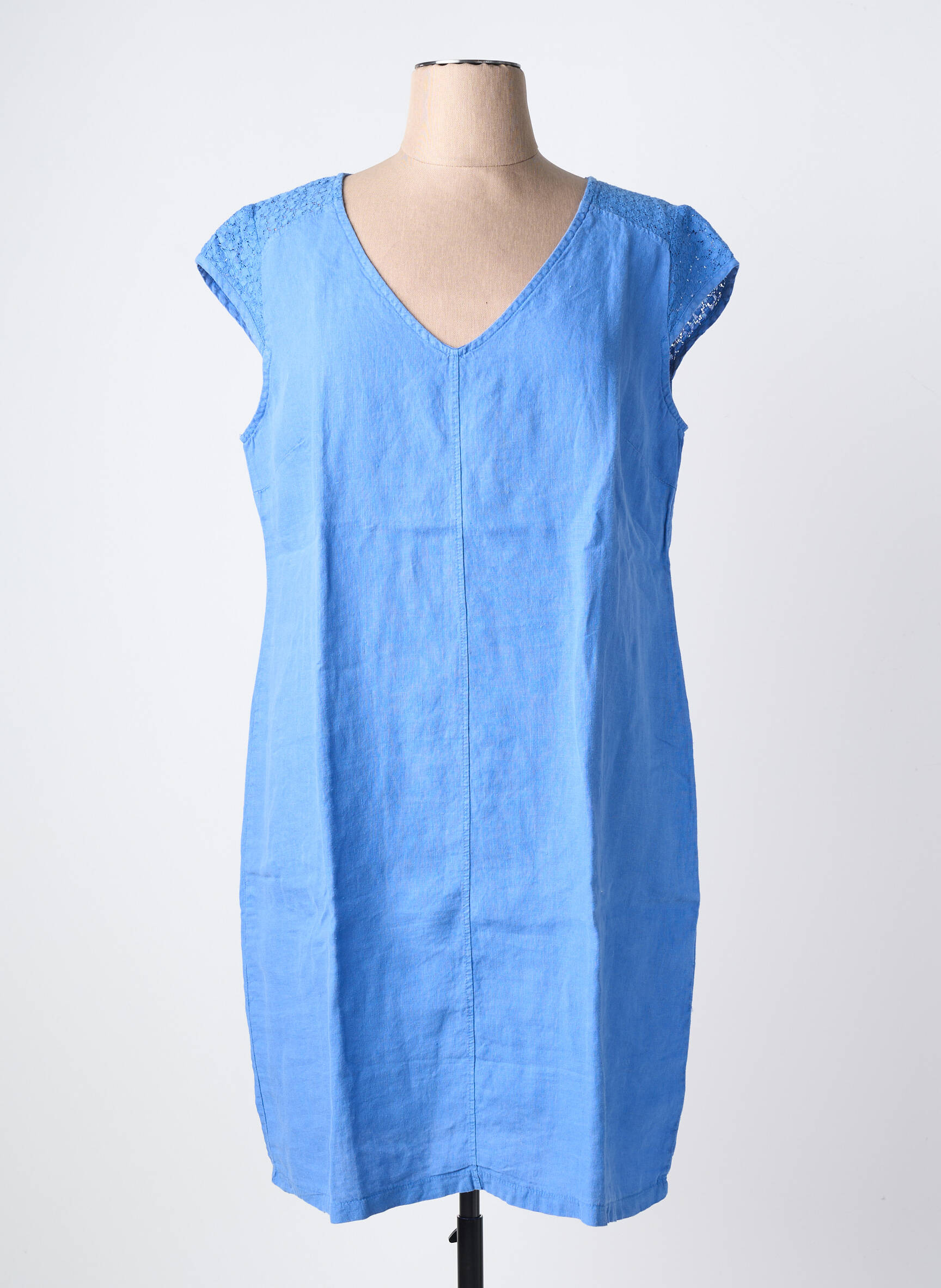 Rochie midi mâneci scurte mâneci scurte albastru MALOKA femeie