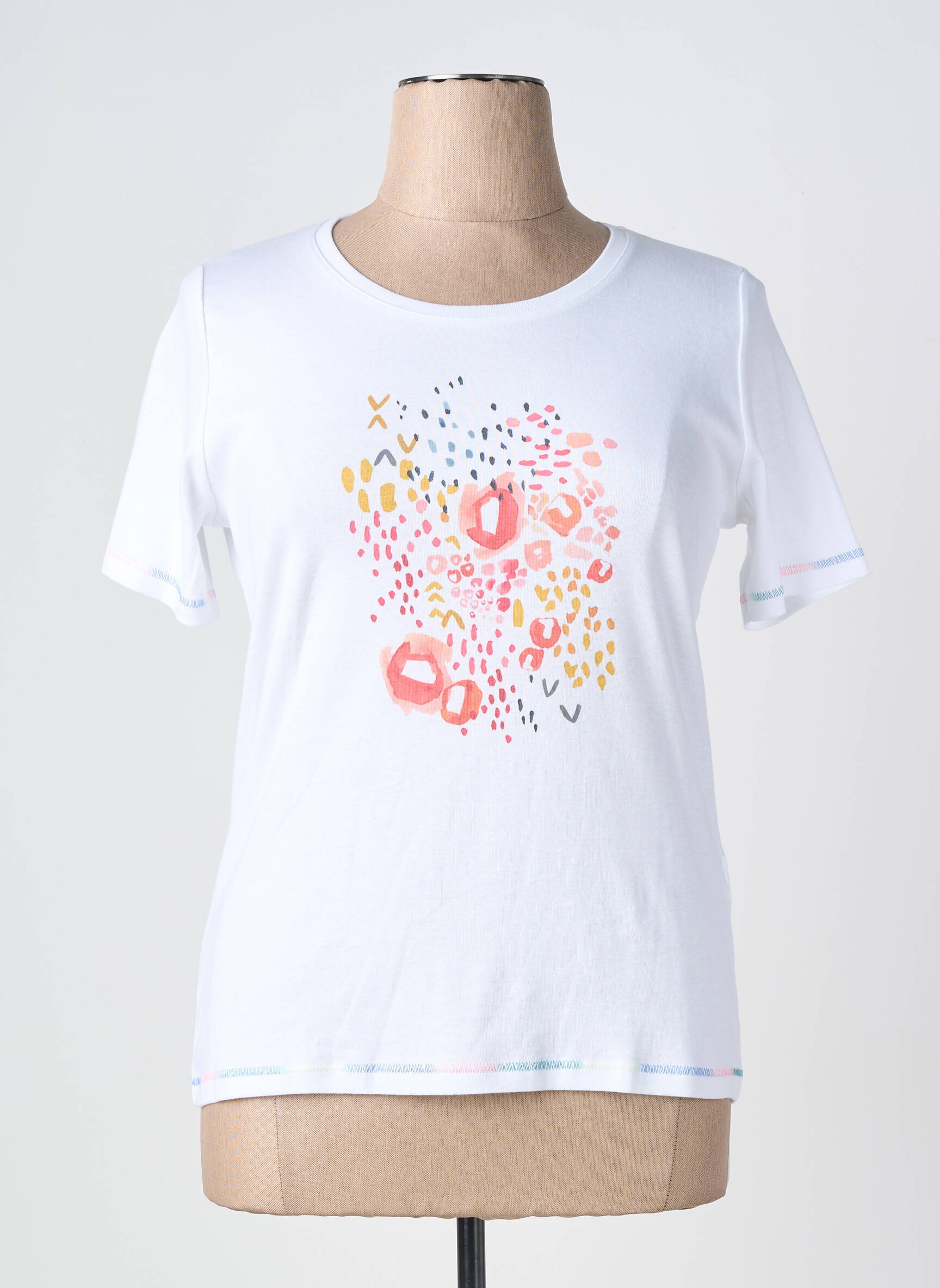 Tricou elasticitate mâneci scurte alb TELMAIL femeie