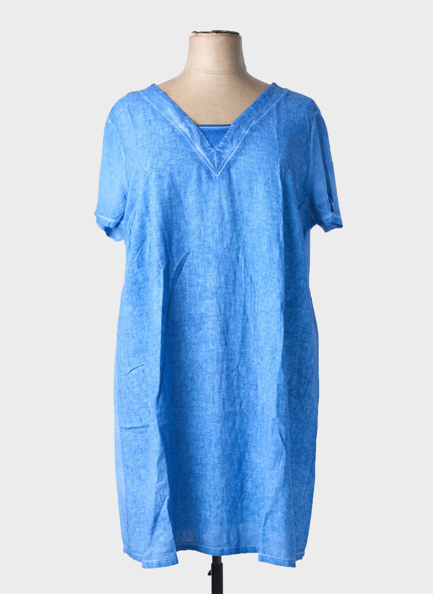 Rochie midi mâneci scurte mâneci scurte albastru MALOKA femeie