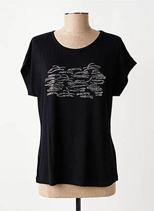 Tricou elasticitate mâneci scurte negru TELMAIL femeie