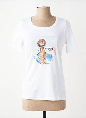 Tricou serigrafie cu strasuri mâneci scurte alb TELMAIL femeie