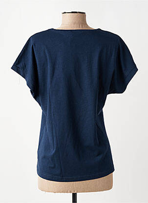 Tricou serigrafie flockată mâneci scurte albastru TELMAIL femeie