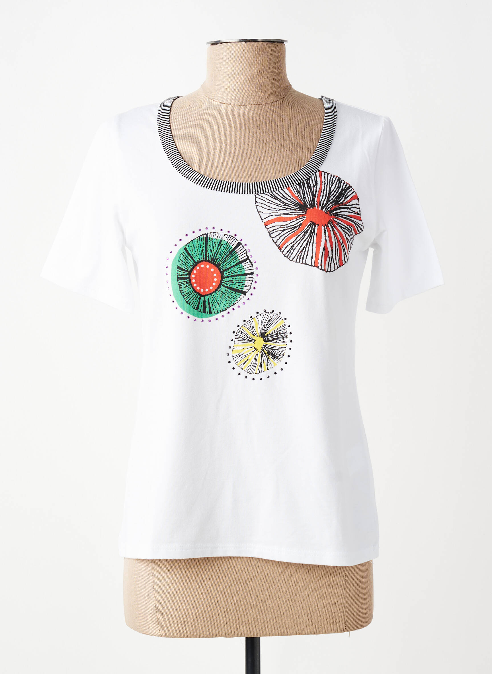 Tricou imprimeu fantezie mâneci scurte alb TELMAIL femeie