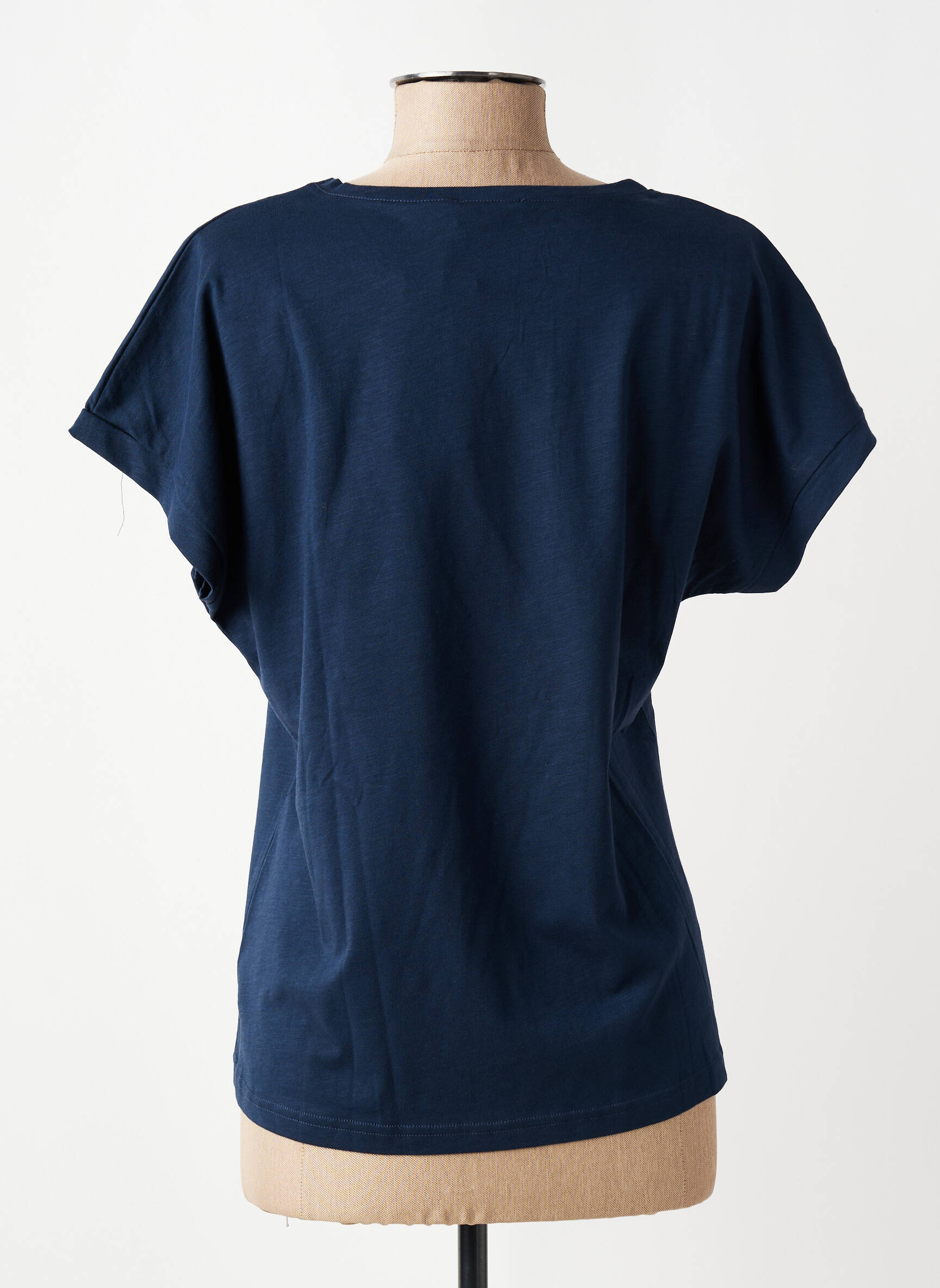 Tricou serigrafie flockată mâneci scurte albastru TELMAIL femeie