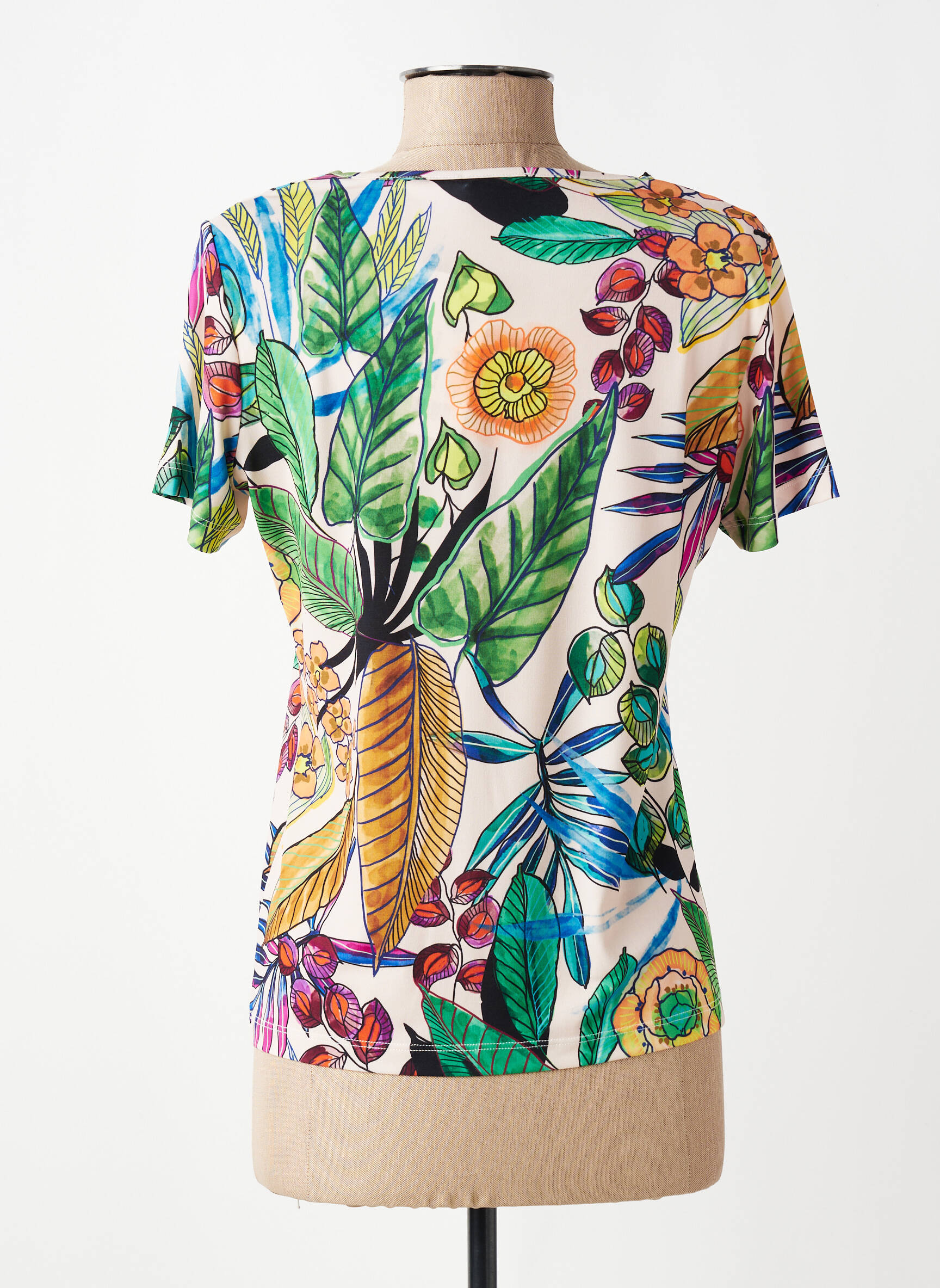 Tricou imprimeu fantezie mâneci scurte verde TELMAIL femeie