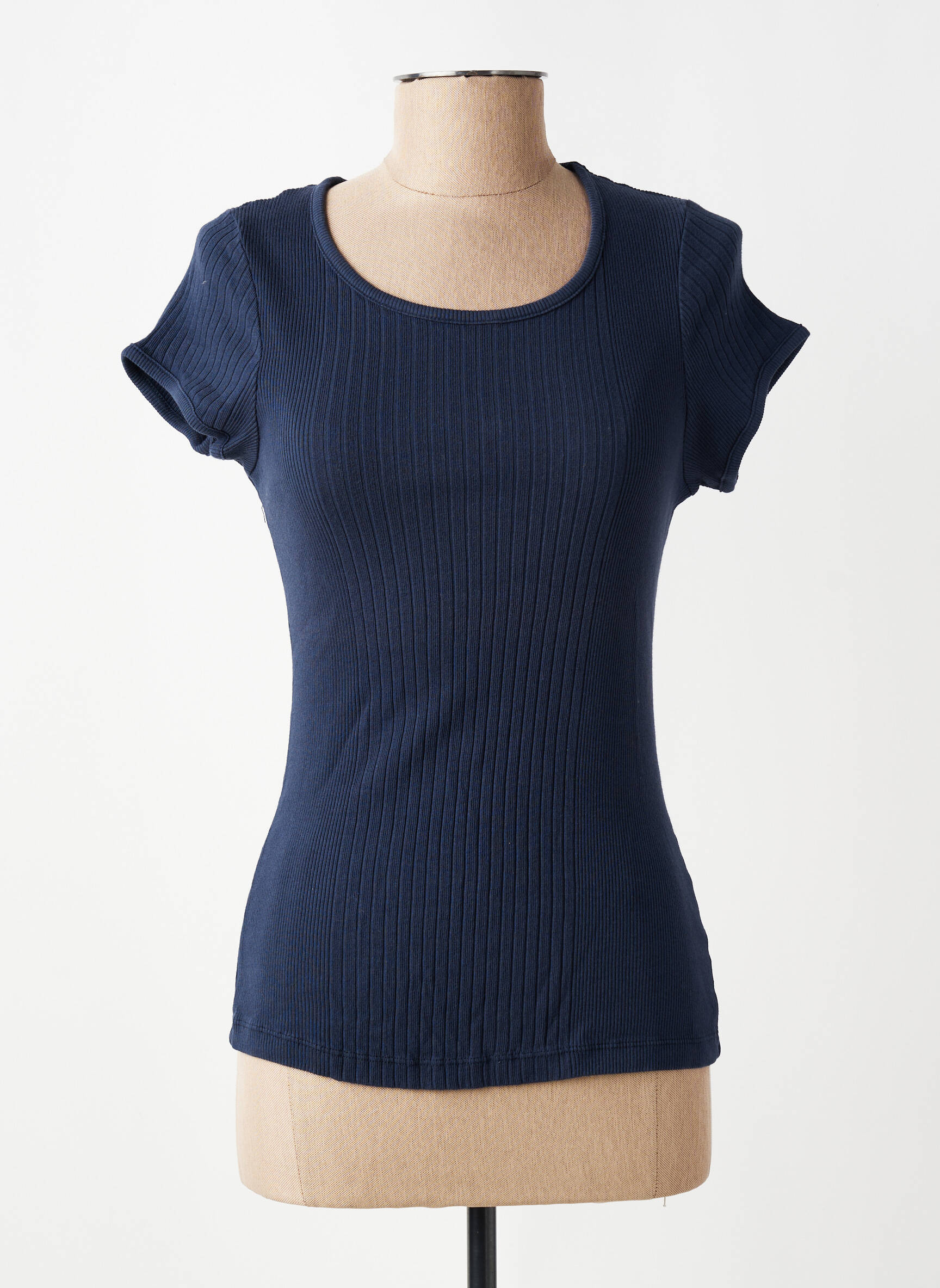 Tricou elasticitate mâneci scurte albastru MALOKA femeie