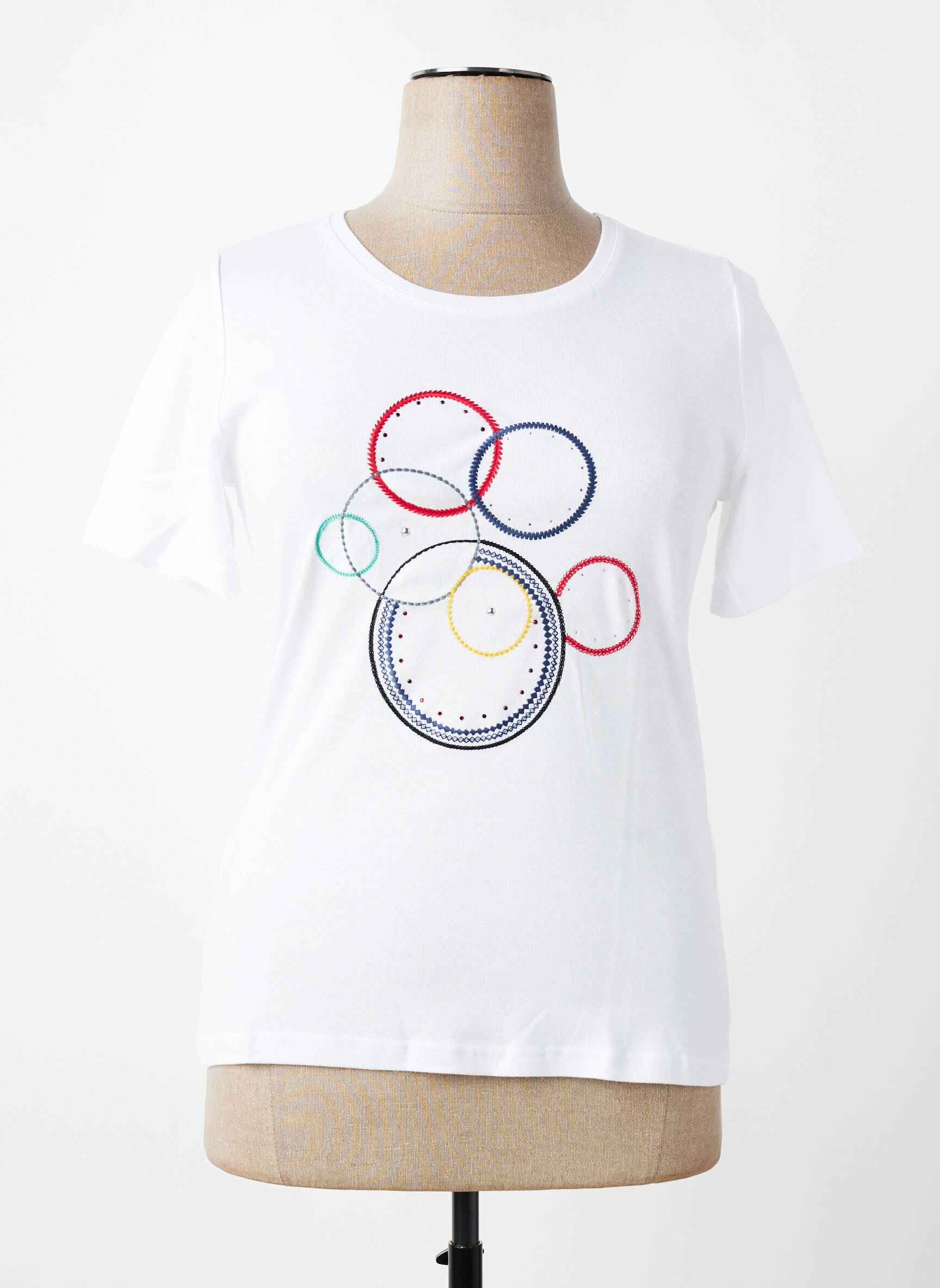 Tricou elasticitate mâneci scurte alb TELMAIL femeie