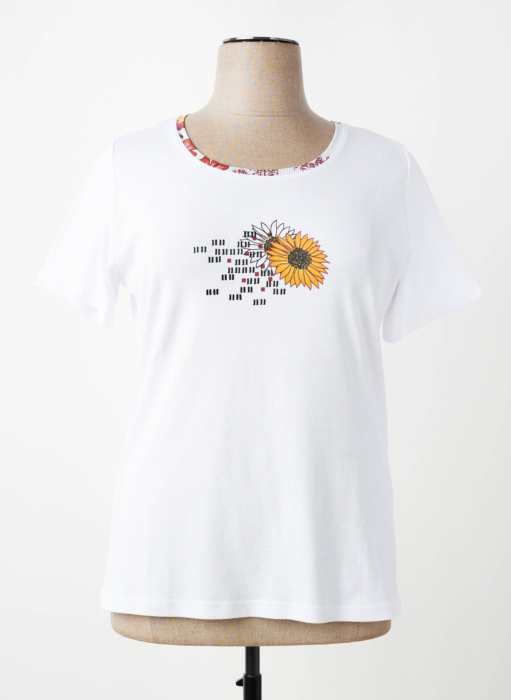 Tricou serigrafie flockată mâneci scurte alb TELMAIL femeie