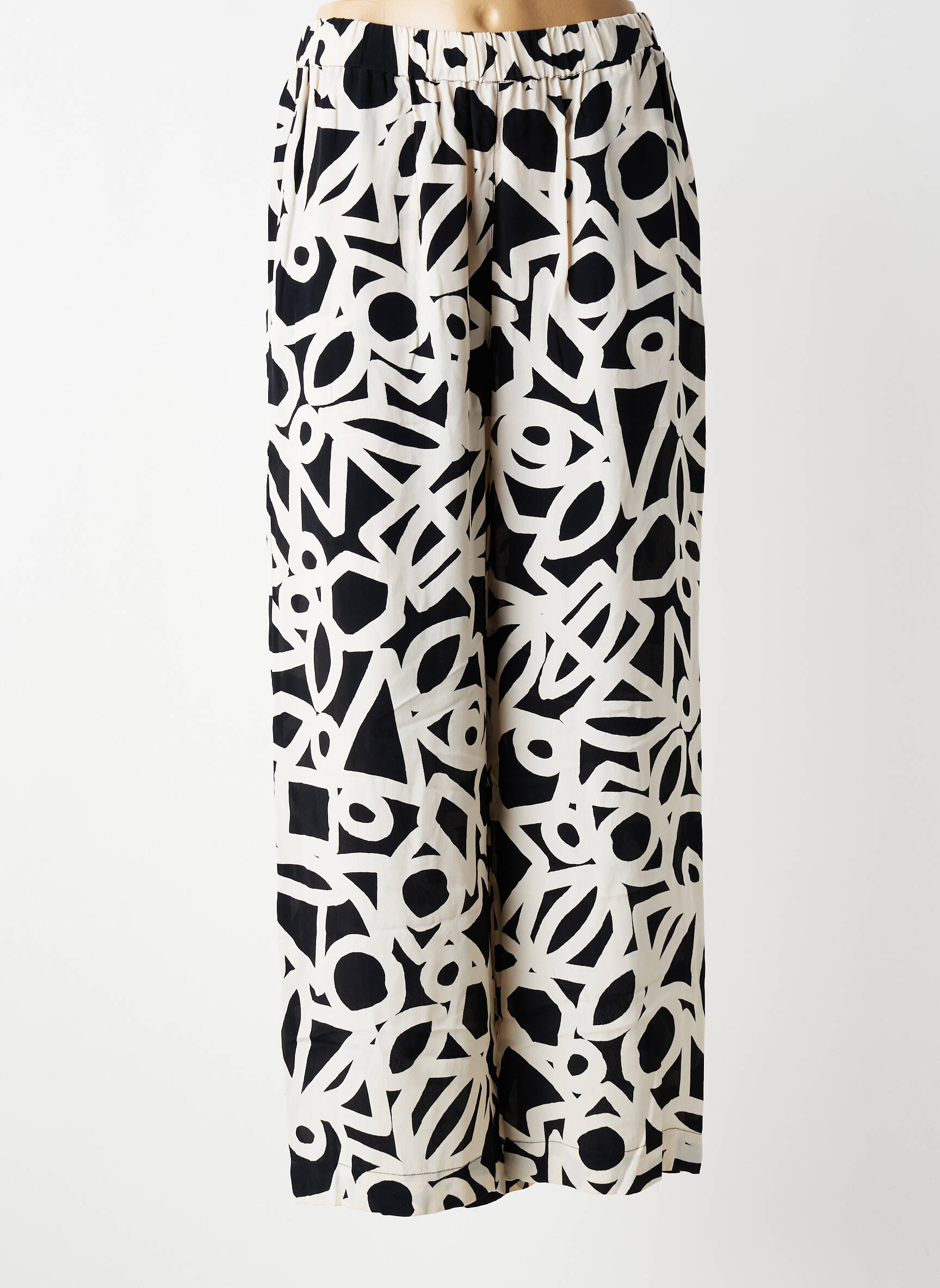 Pantalon larg țesătură crep mărime normală bej MASAI femeie