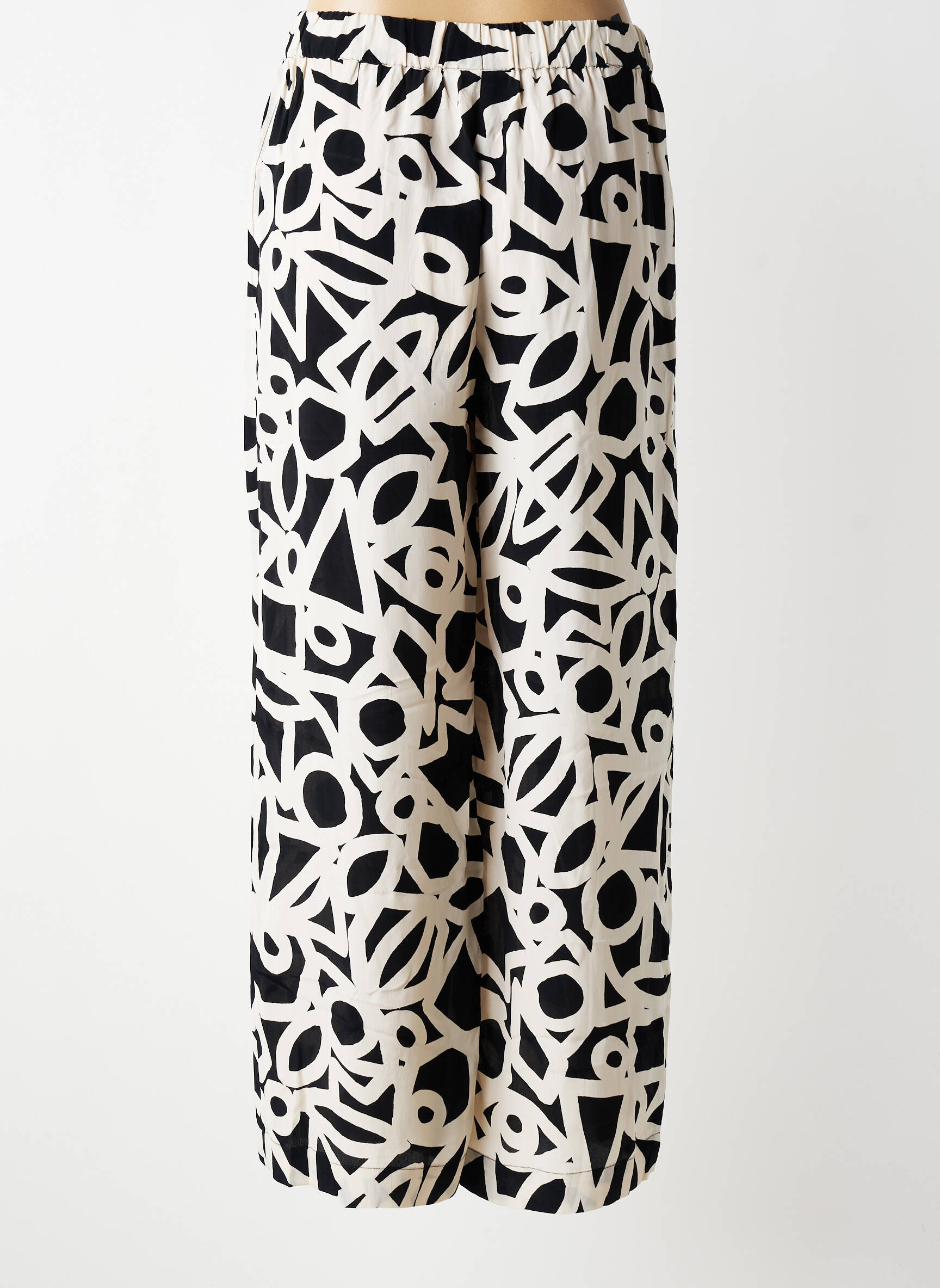 Pantalon larg țesătură crep mărime normală bej MASAI femeie