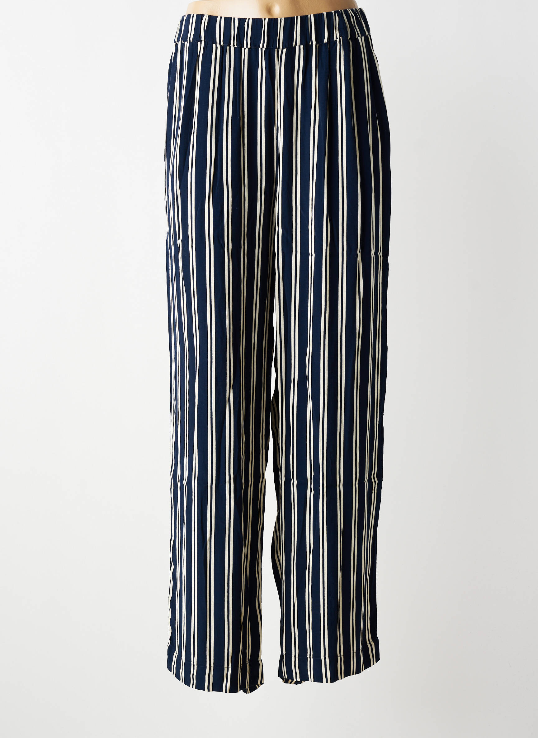 Pantalon drept țesătură crep talie înaltă albastru MASAI femeie