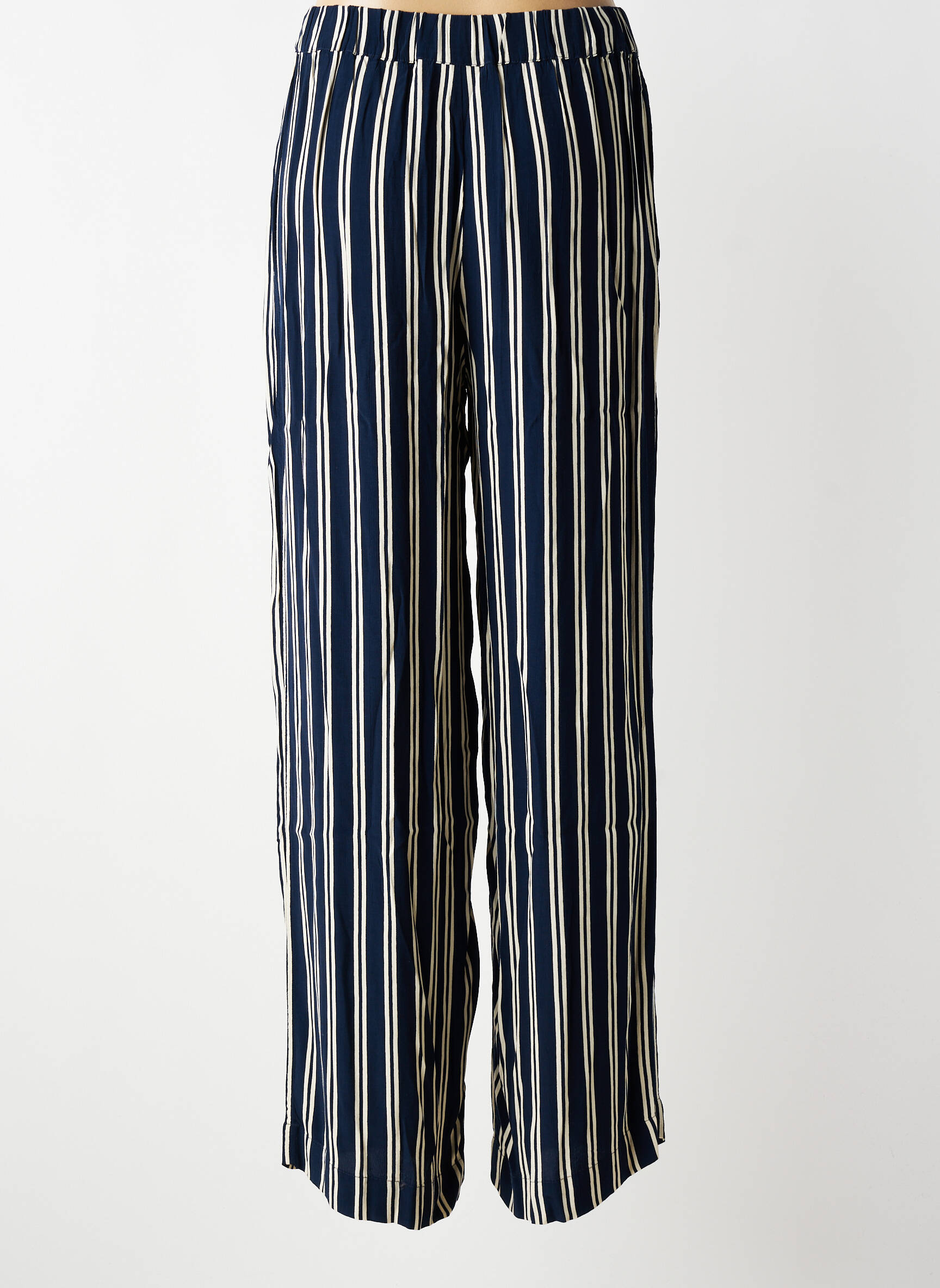 Pantalon drept țesătură crep talie înaltă albastru MASAI femeie