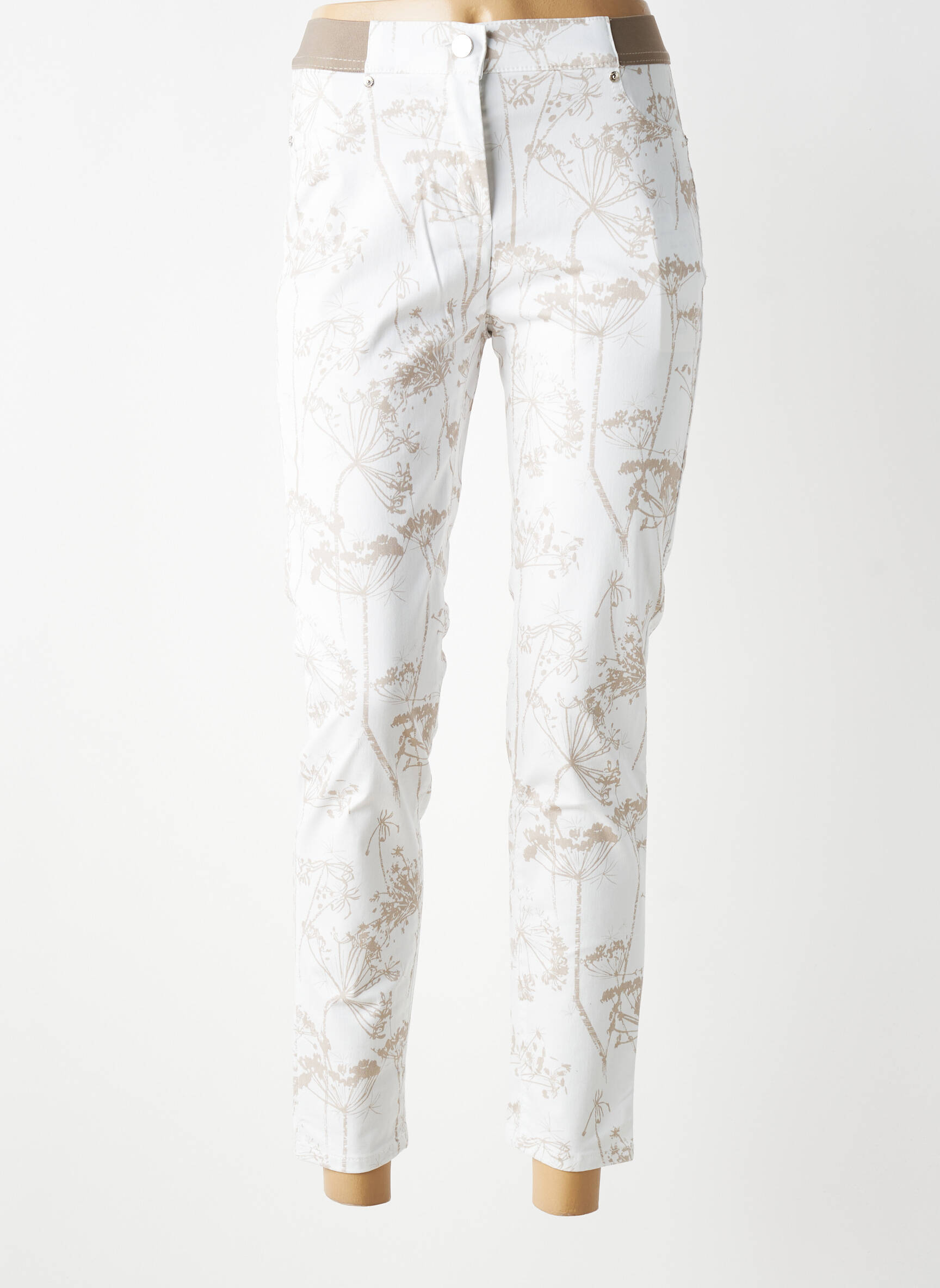 Pantalon 7/8 talie înaltă talie înaltă bej TONI femeie