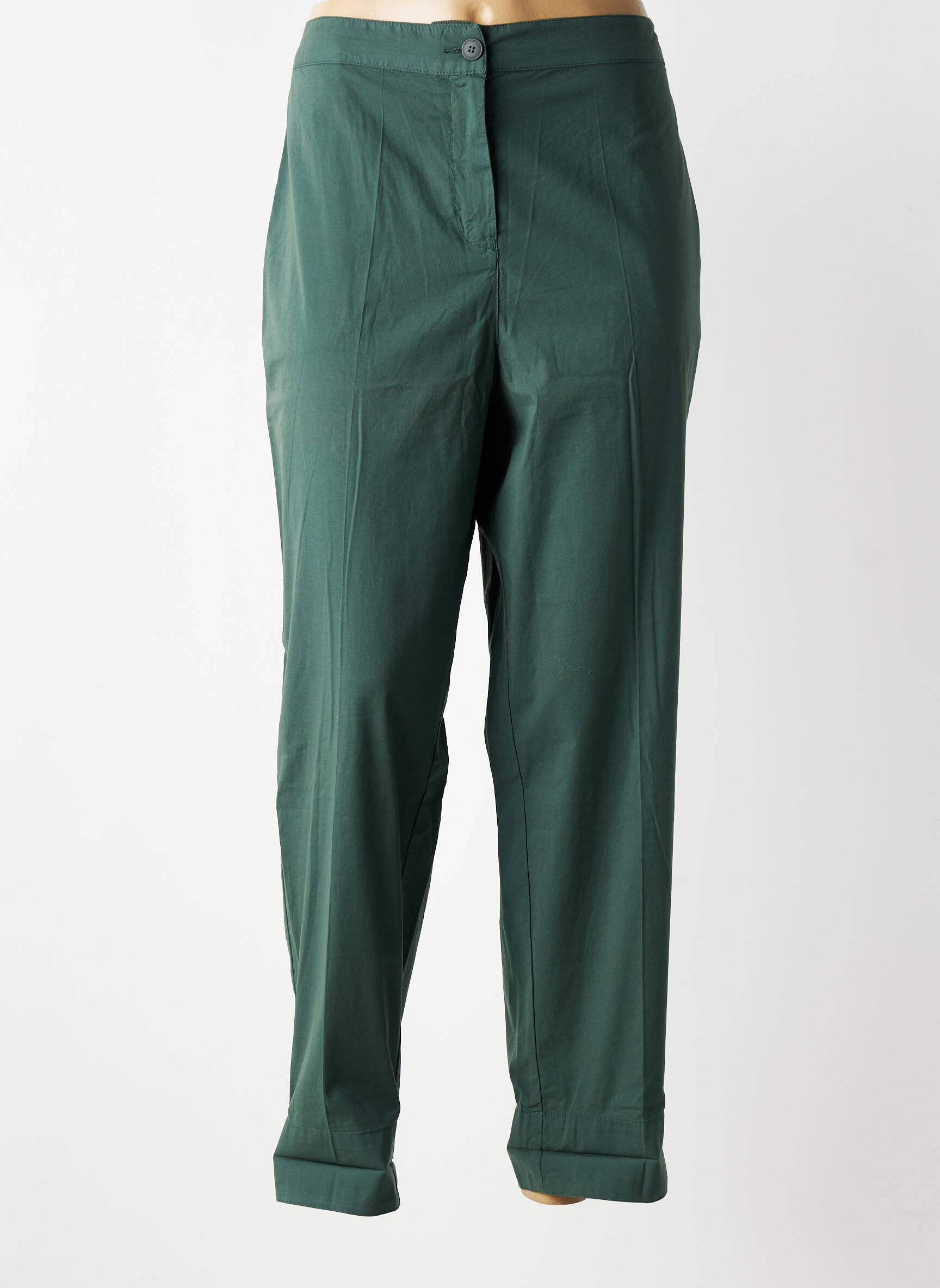 Pantalon drept talie cu cleme talie înaltă verde MES SOEURS ET MOI femeie