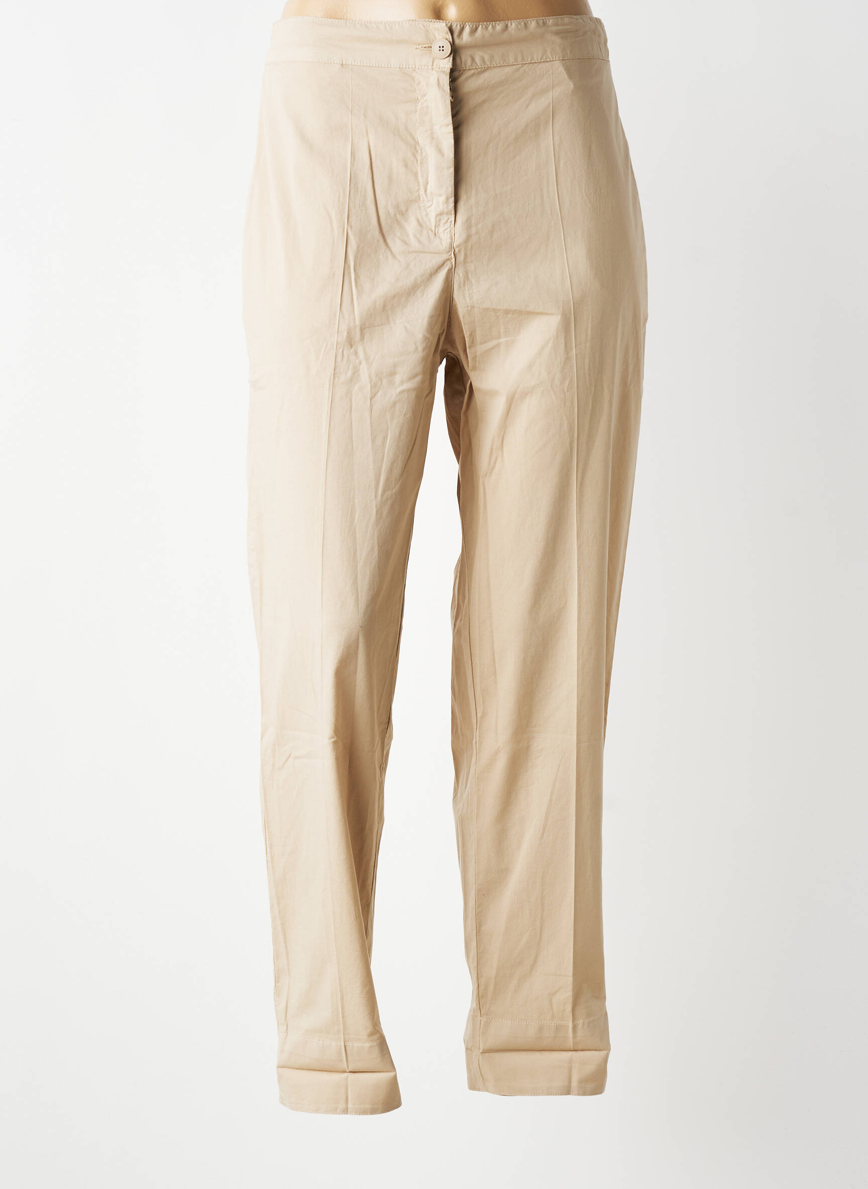 Pantalon drept țesătură poplin mărime normală bej MES SOEURS ET MOI femeie
