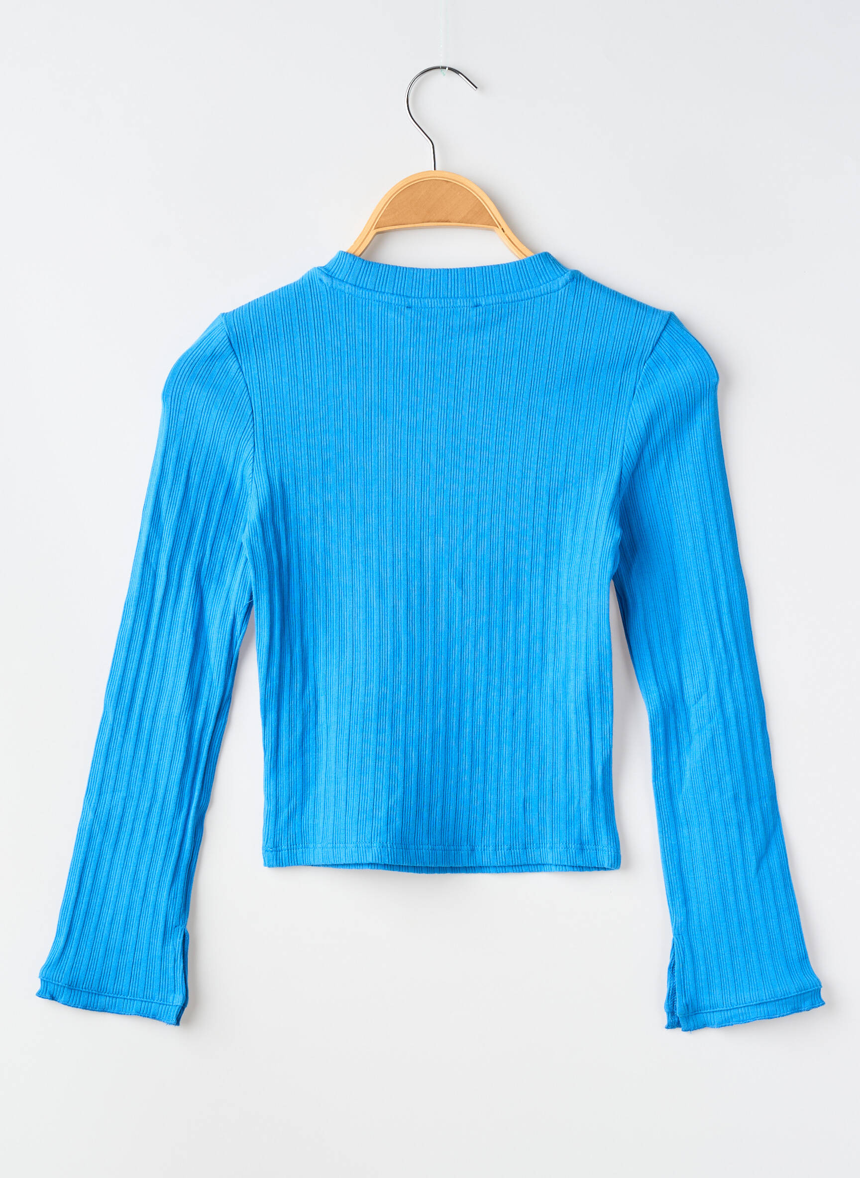 Tricou croială cambrată mâneci lungi albastru GARCIA fată