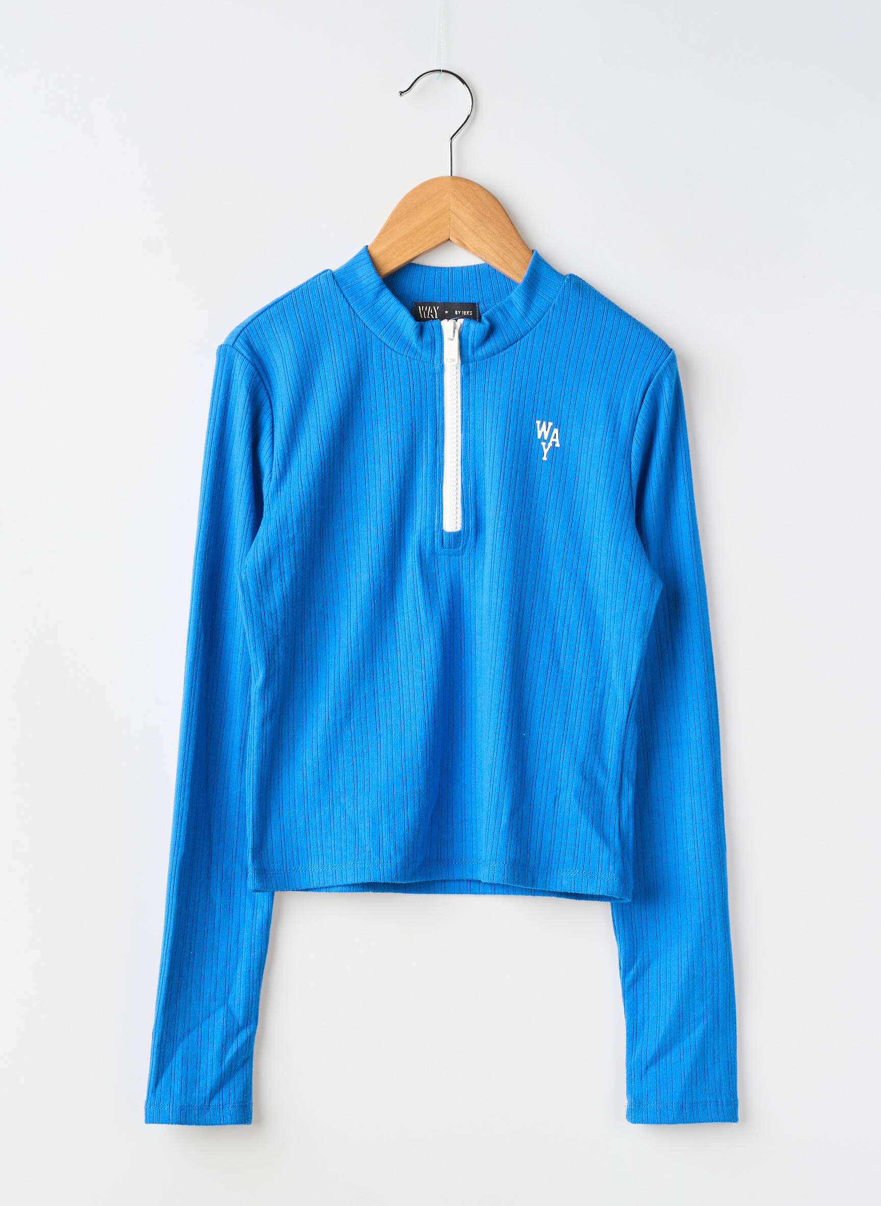 Tricou croială cambrată mâneci lungi albastru WAY (WAY ARE YOU) BY IKKS fată