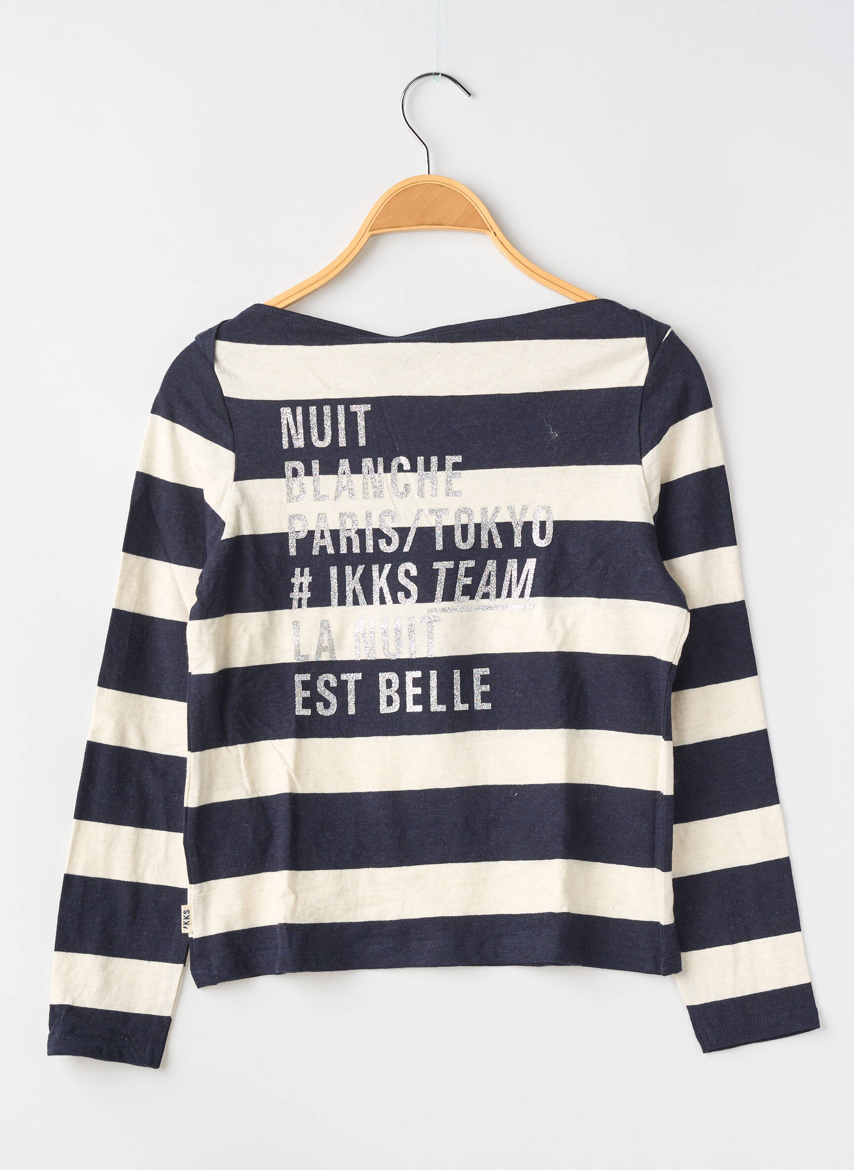 Tricou croială cambrată mâneci lungi albastru IKKS fată