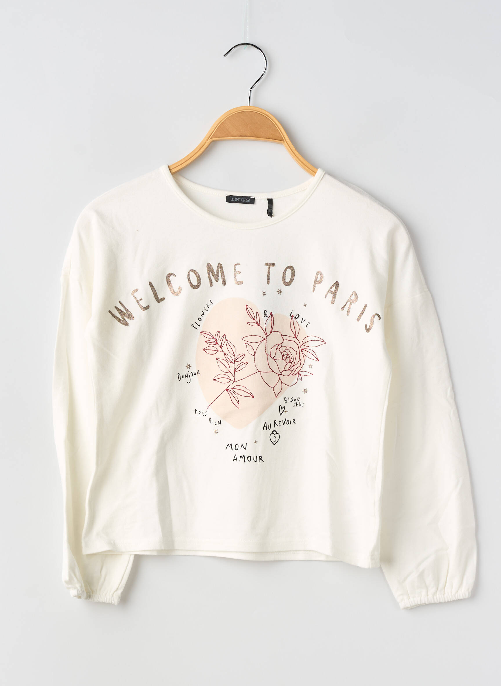 Tricou croială cambrată mâneci lungi bej IKKS fată