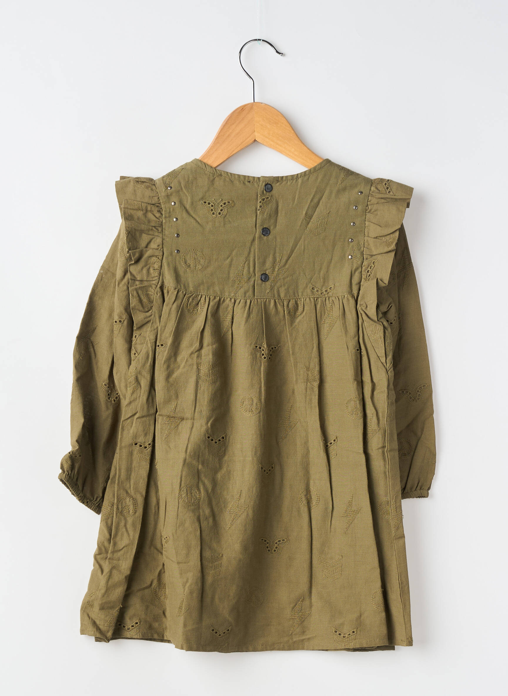 Rochie midi căptușeală mâneci lungi verde IKKS fată