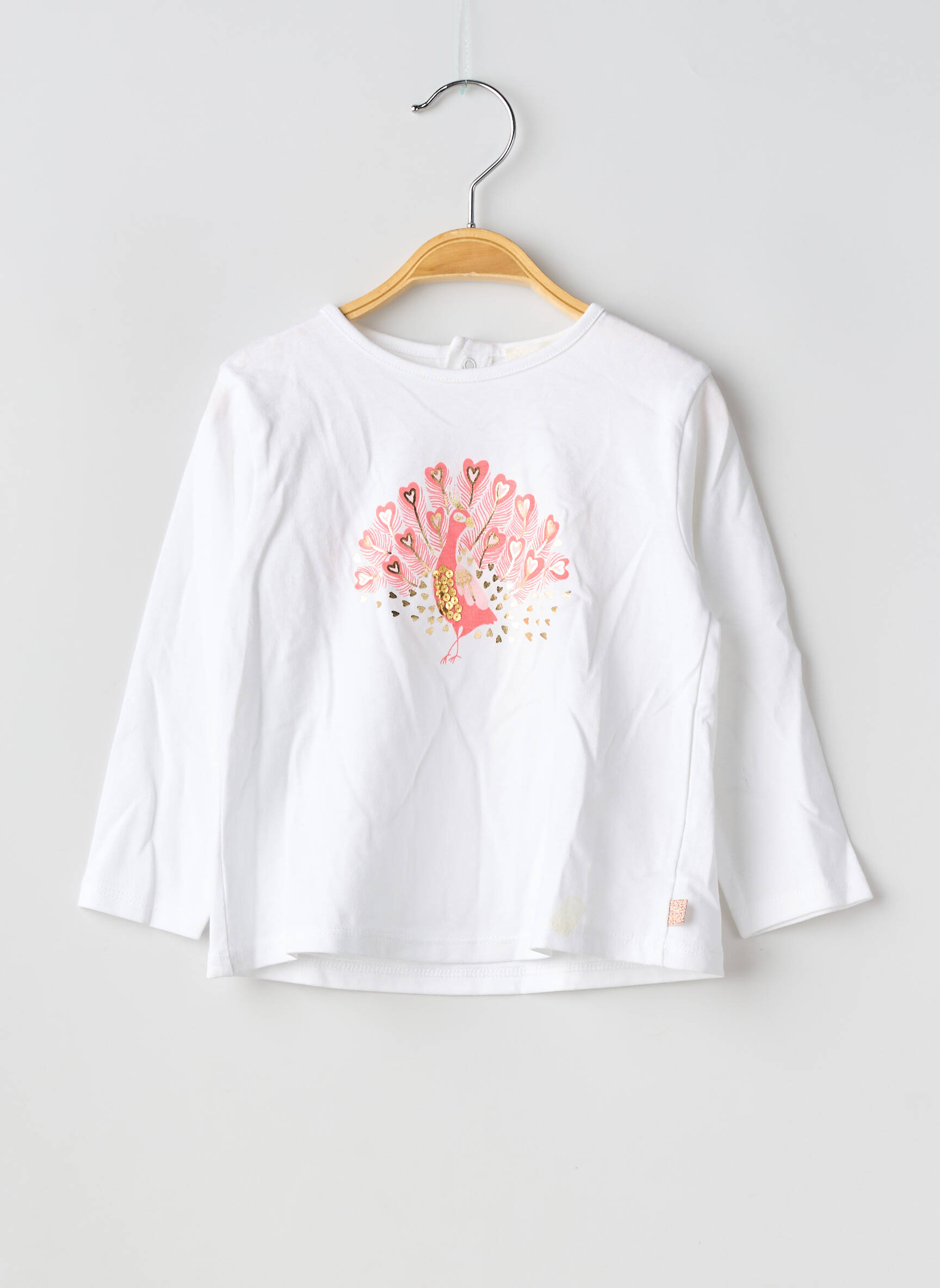 Tricou croială cambrată mâneci lungi alb CARREMENT BEAU fată