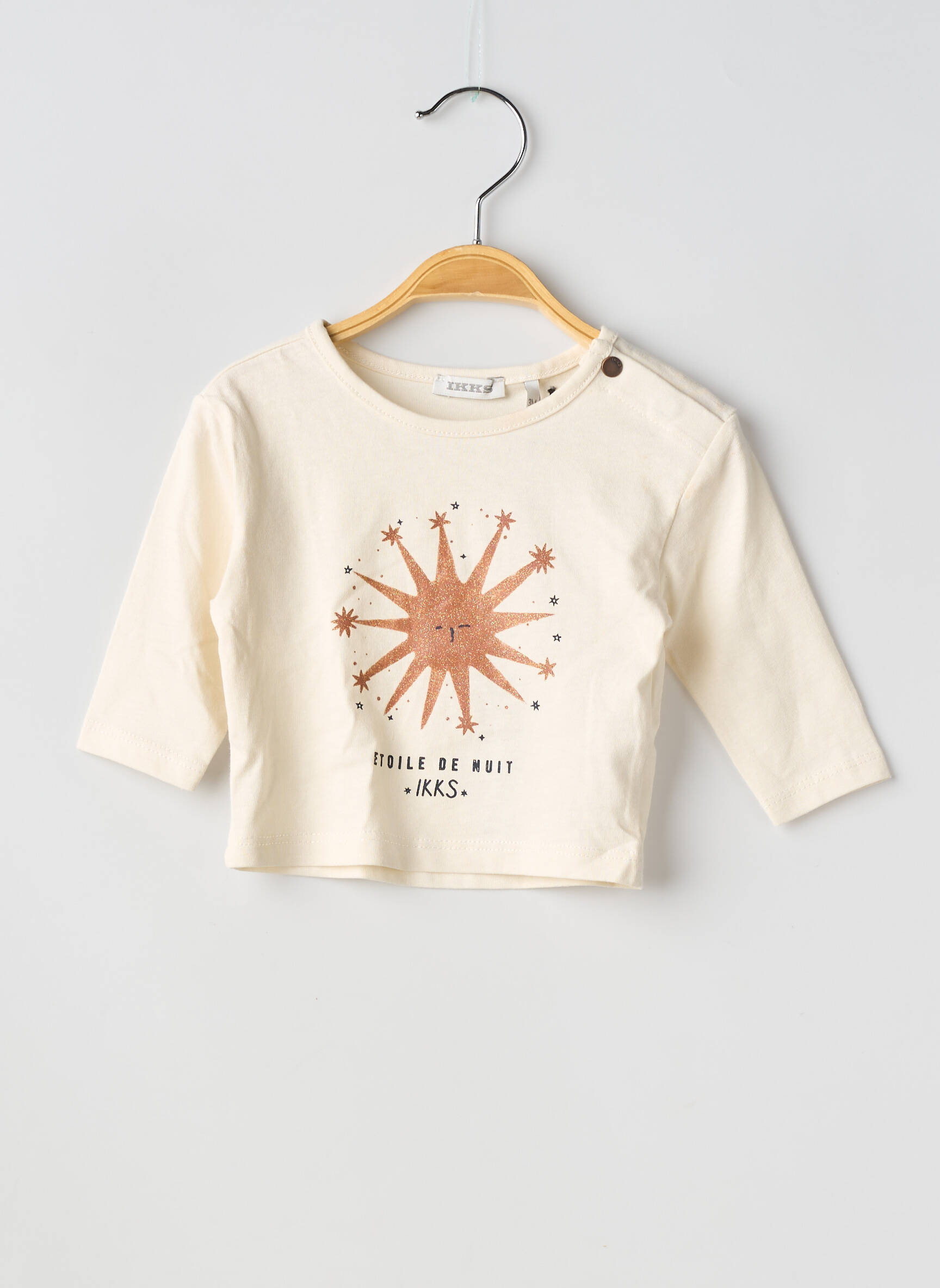 Tricou croială cambrată mâneci lungi bej IKKS fată