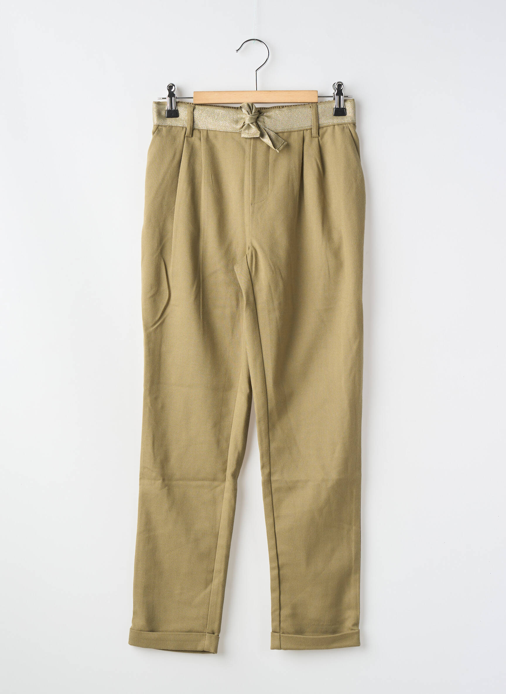Pantalon drept croială morcov mărime reglabilă verde ONLY fată