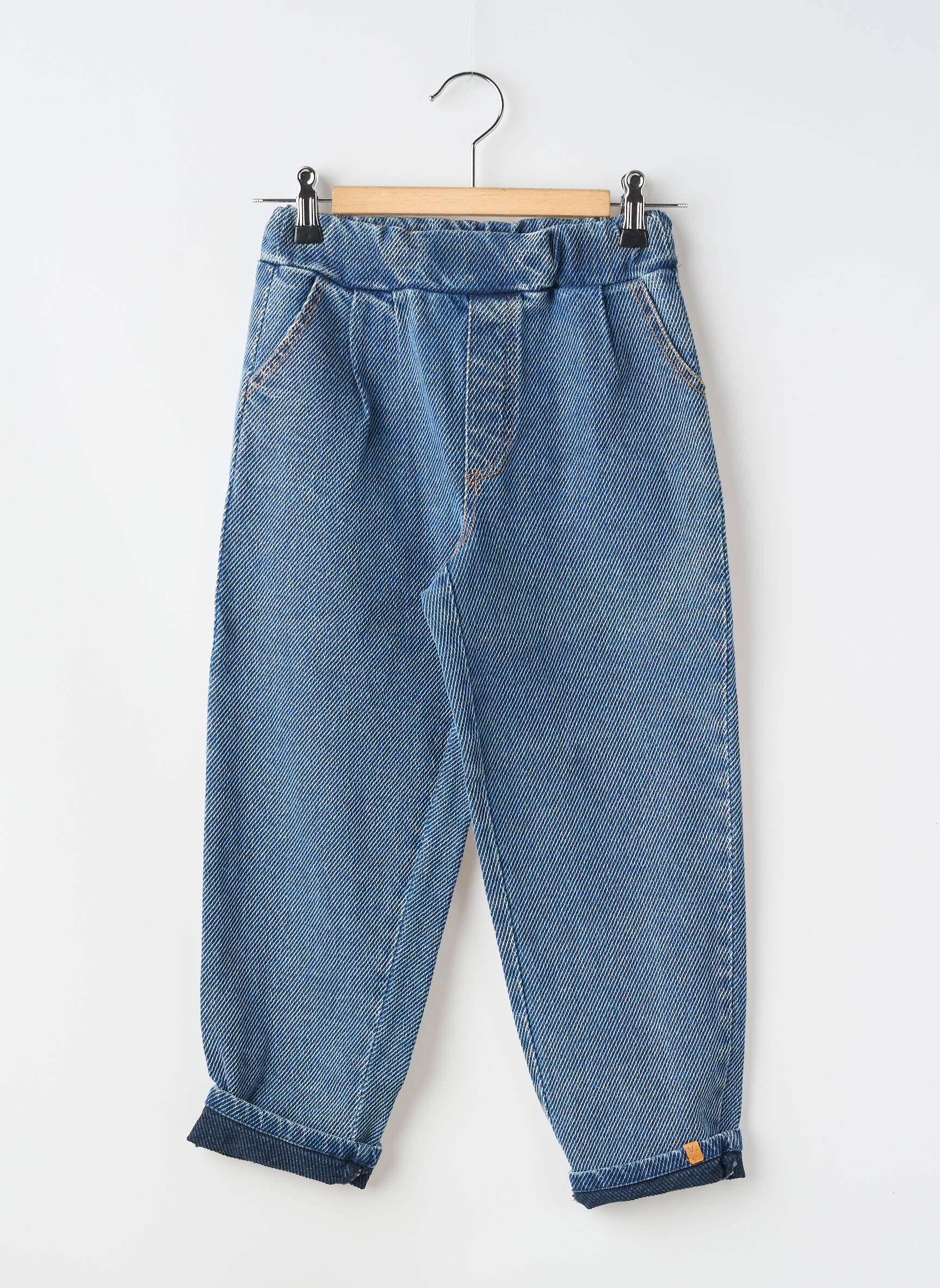 Pantalon drept strânsă pe partea de jos mărime reglabilă albastru LIL'ATELIER fată