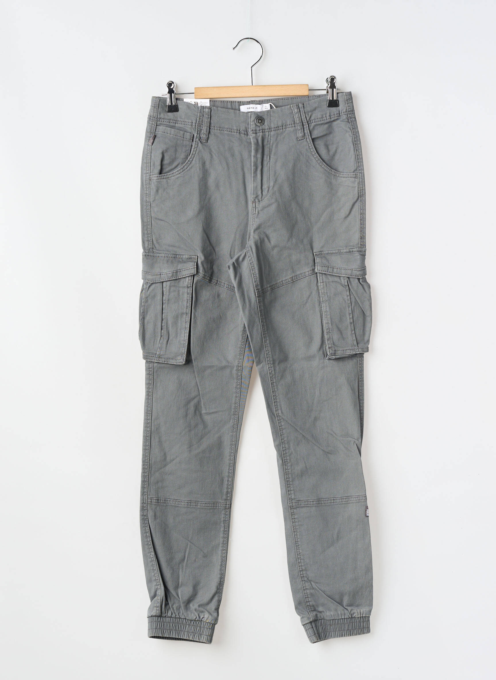 Pantalon cargo țesătură poplin mărime reglabilă gri NAME IT băiat