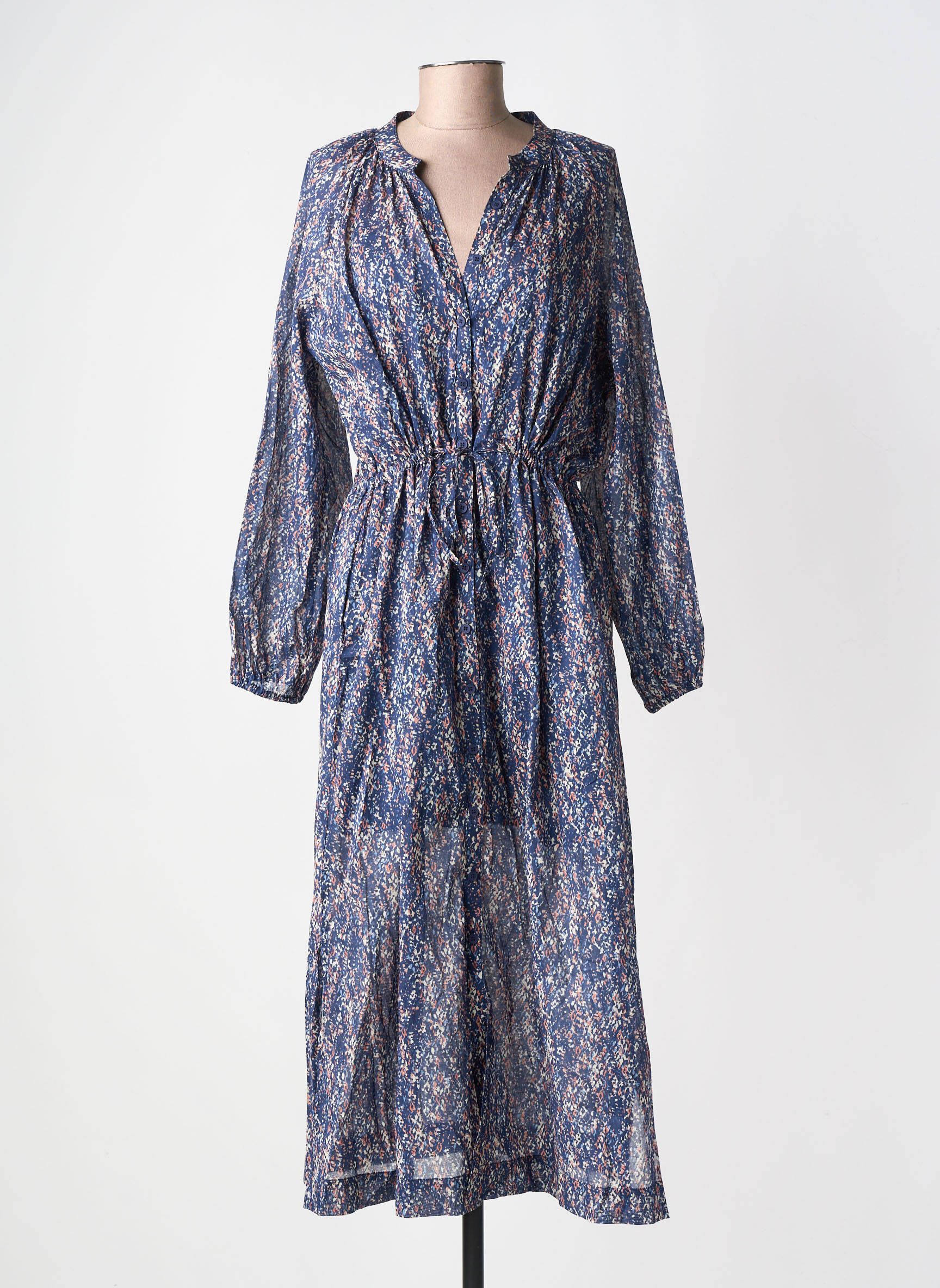 Rochie lungă mâneci lungi mâneci lungi albastru GRACE & MILA femeie
