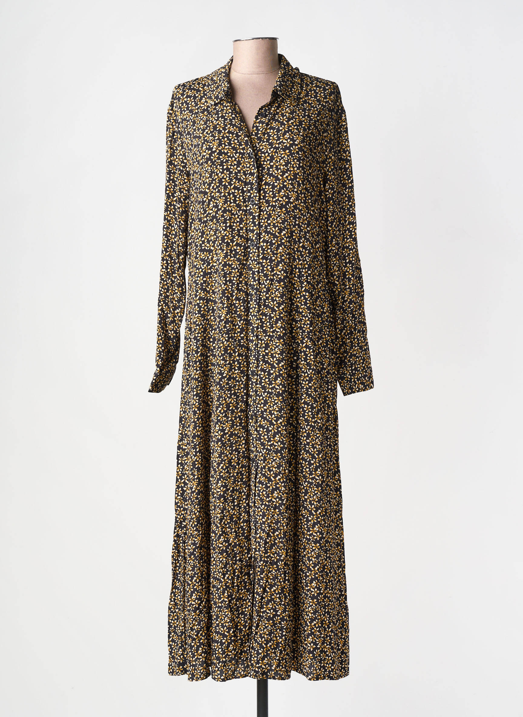 Rochie lungă mâneci lungi mâneci lungi negru YERSE femeie