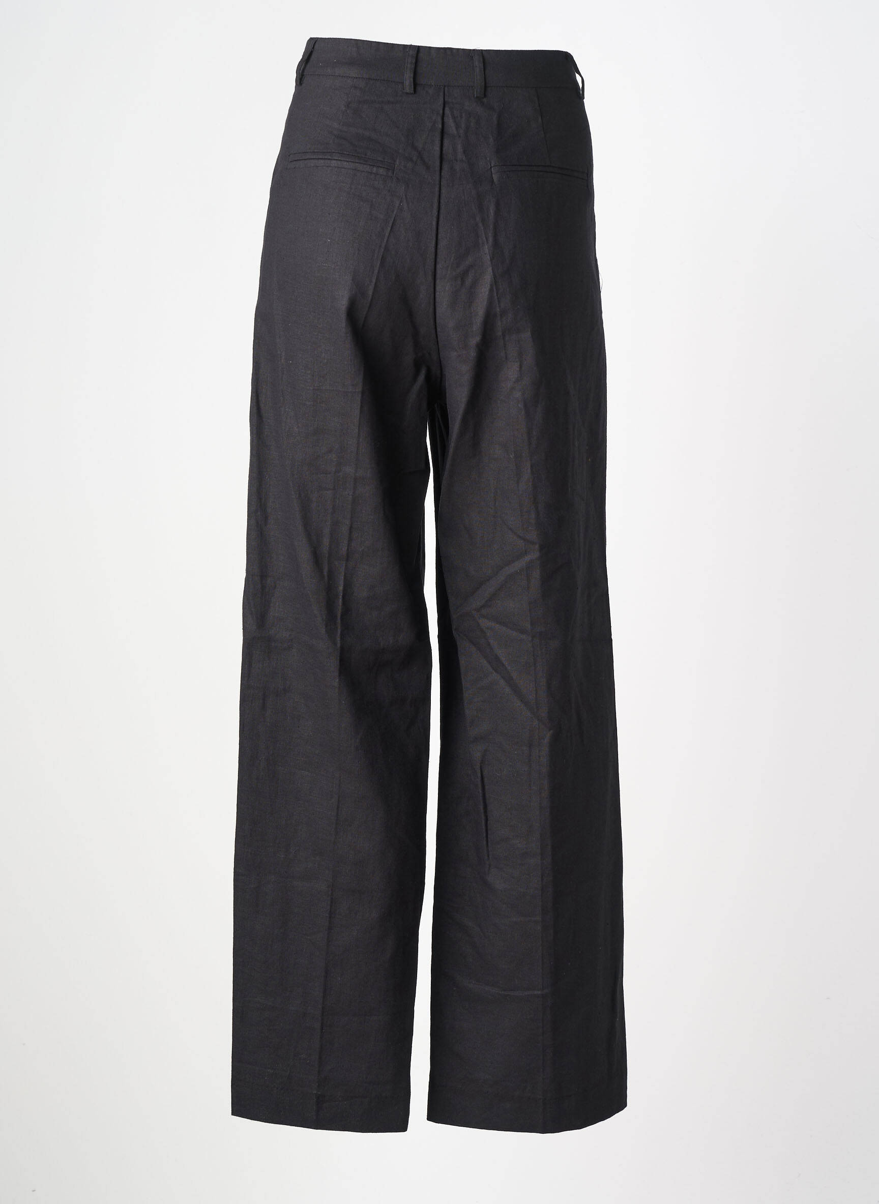 Pantalon larg țesătură crep talie înaltă negru GRACE & MILA femeie