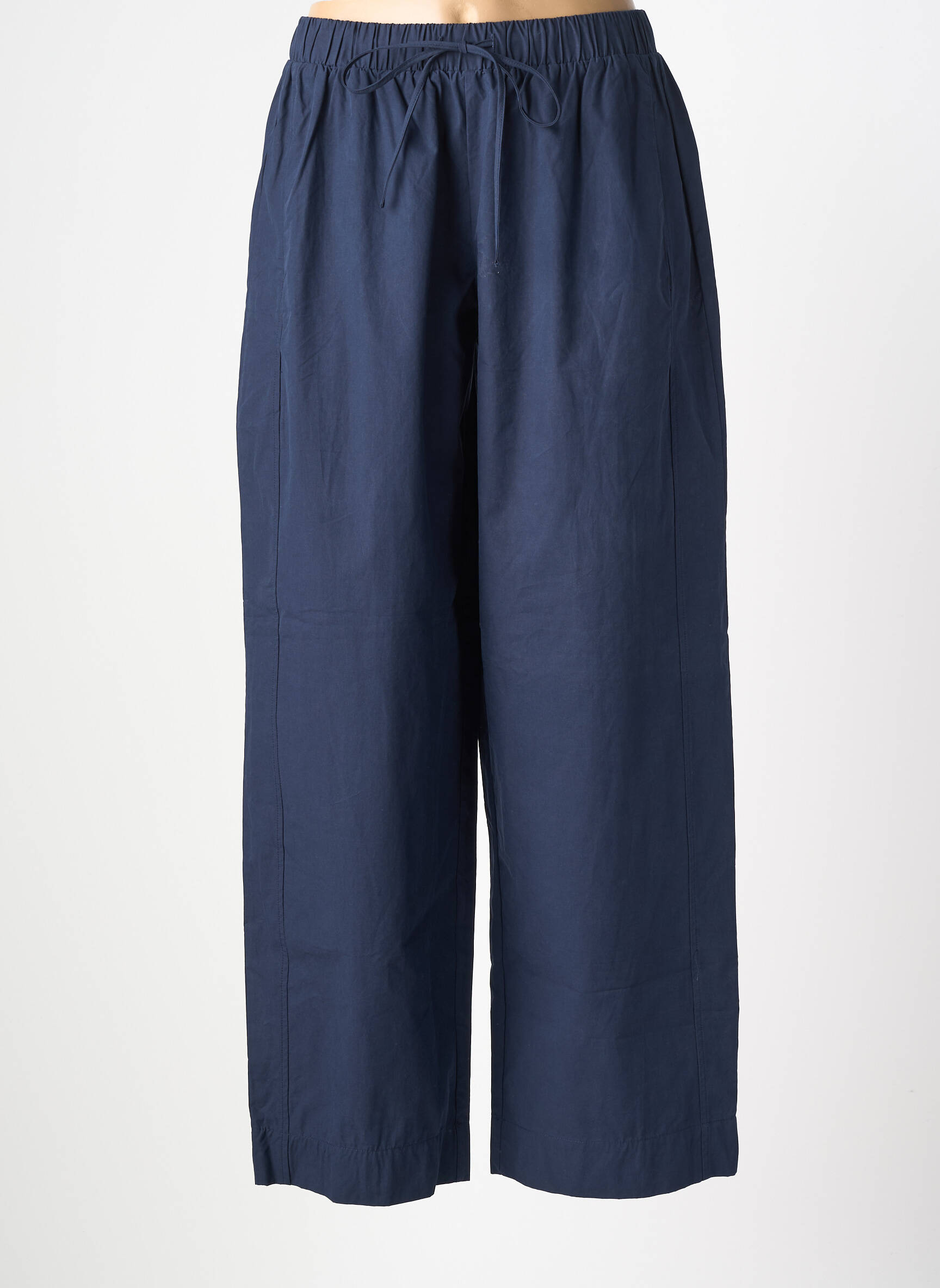 Pantalon larg țesătură poplin mărime normală albastru YERSE femeie